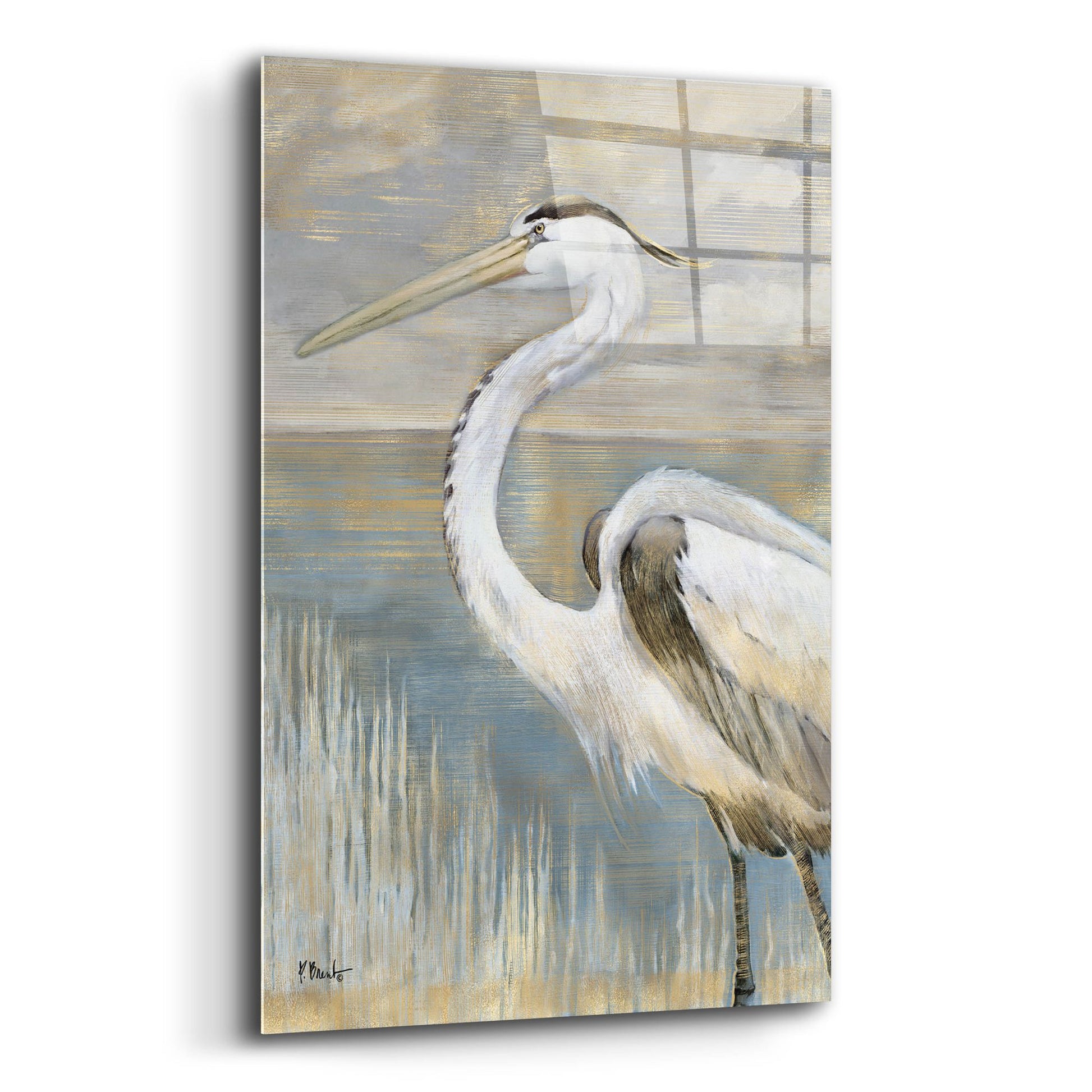 Epic Art 'Golden River Heron' by Paul Brent, Acrylic Glass Wall Art,12x16