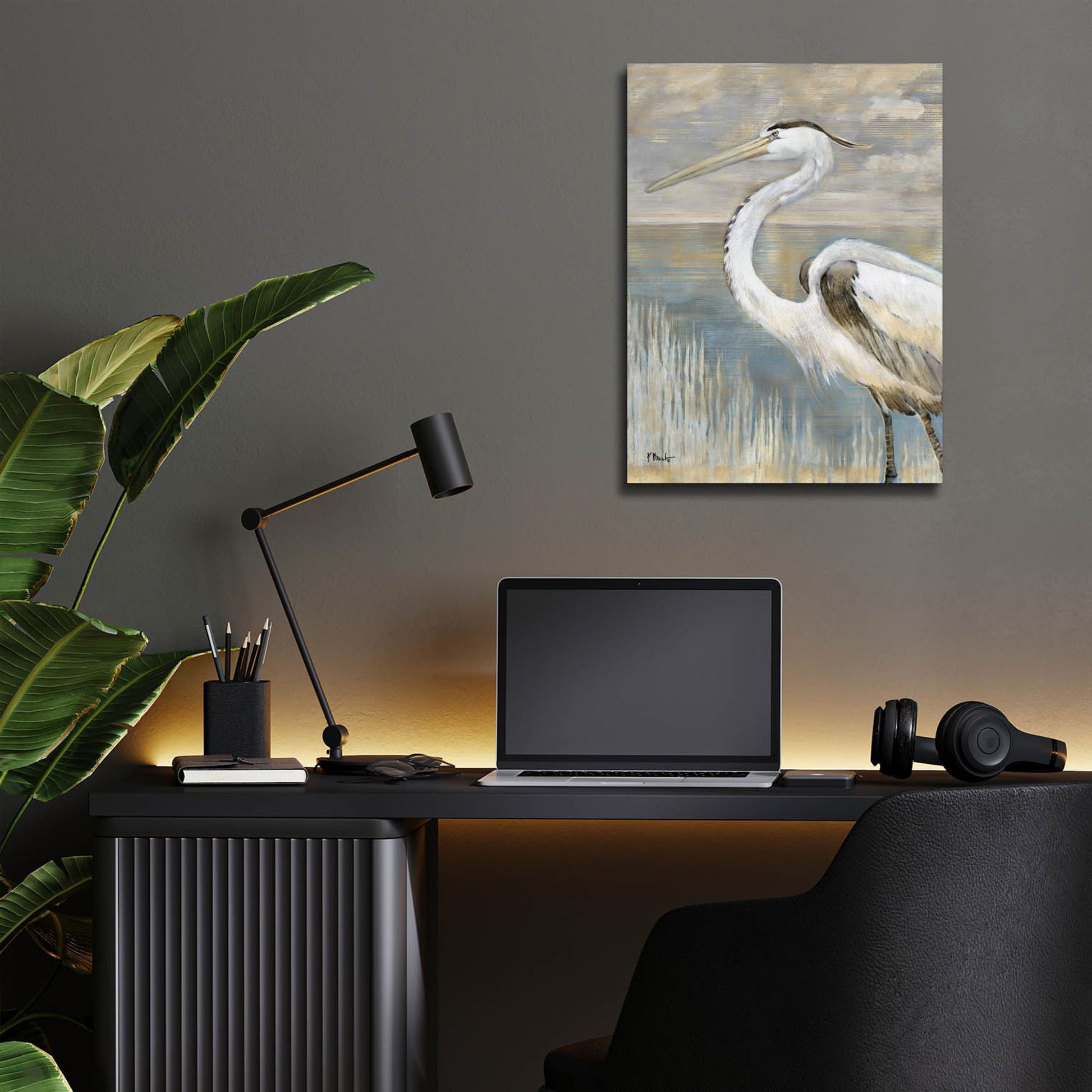 Epic Art 'Golden River Heron' by Paul Brent, Acrylic Glass Wall Art,12x16