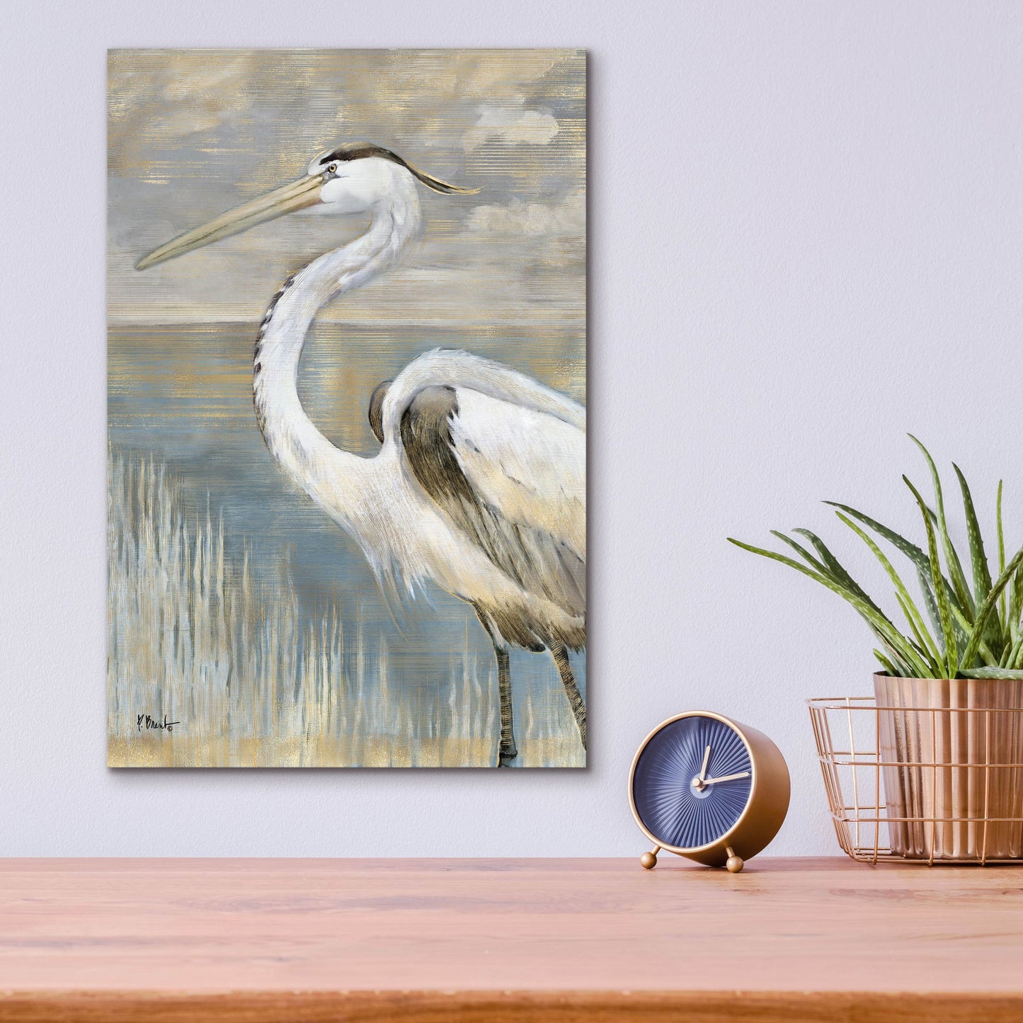 Epic Art 'Golden River Heron' by Paul Brent, Acrylic Glass Wall Art,12x16