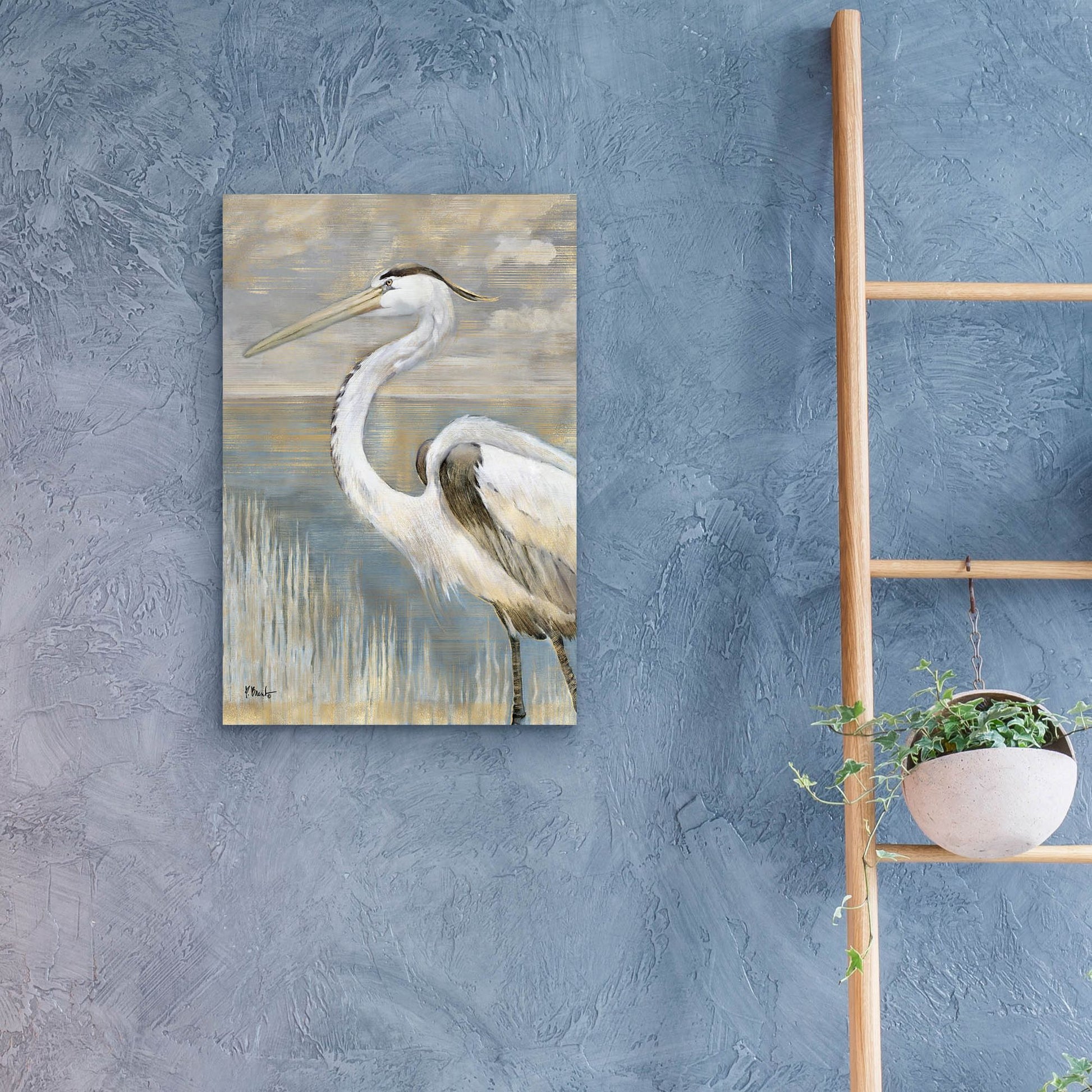 Epic Art 'Golden River Heron' by Paul Brent, Acrylic Glass Wall Art,16x24