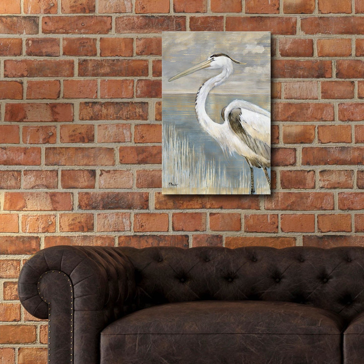 Epic Art 'Golden River Heron' by Paul Brent, Acrylic Glass Wall Art,16x24