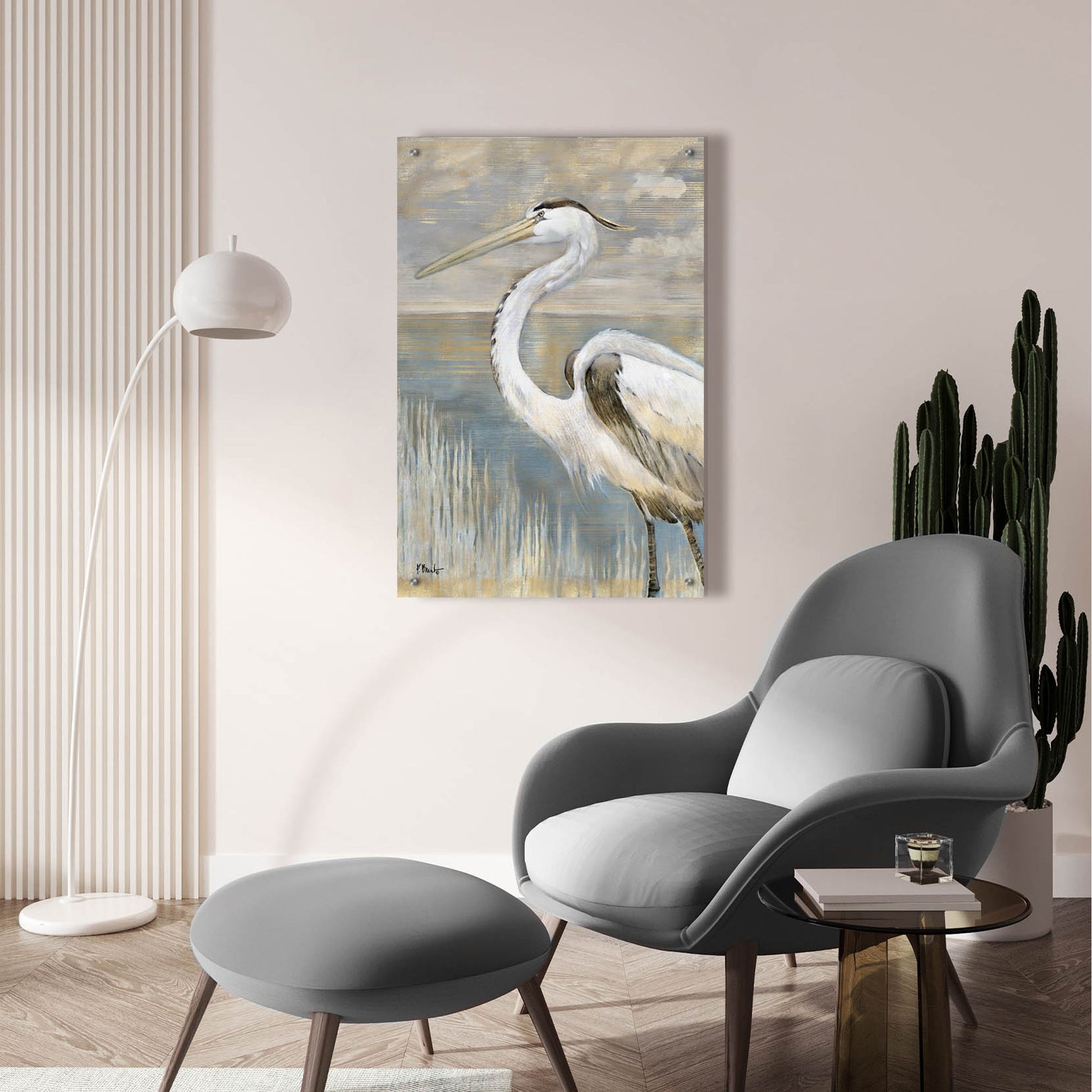 Epic Art 'Golden River Heron' by Paul Brent, Acrylic Glass Wall Art,24x36