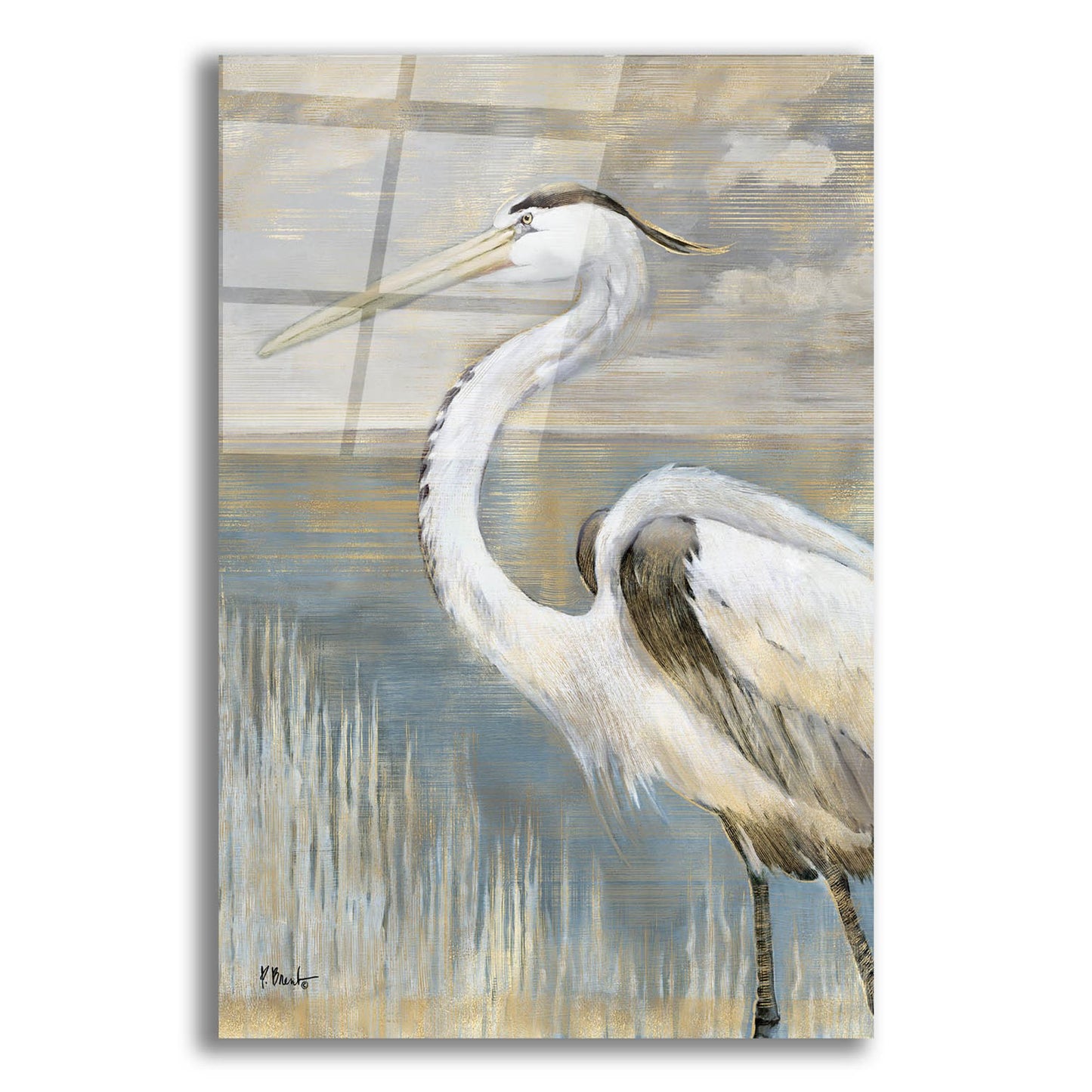 Epic Art 'Golden River Heron' by Paul Brent, Acrylic Glass Wall Art