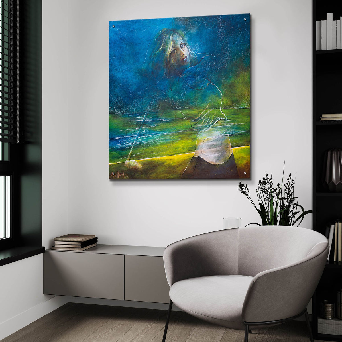 Epic Art 'The Golfer II' by Samedin Asllani, Acrylic Glass Wall Art,36x36