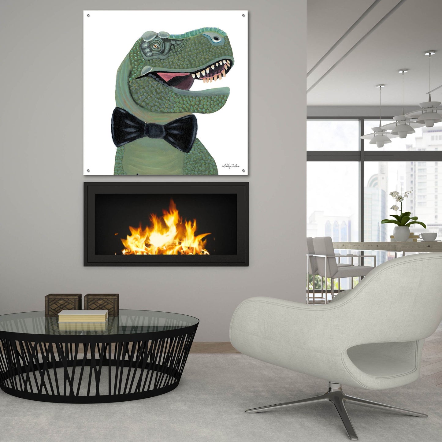 Epic Art 'Mr. Rex' by Ashley Justice, Acrylic Glass Wall Art,36x36