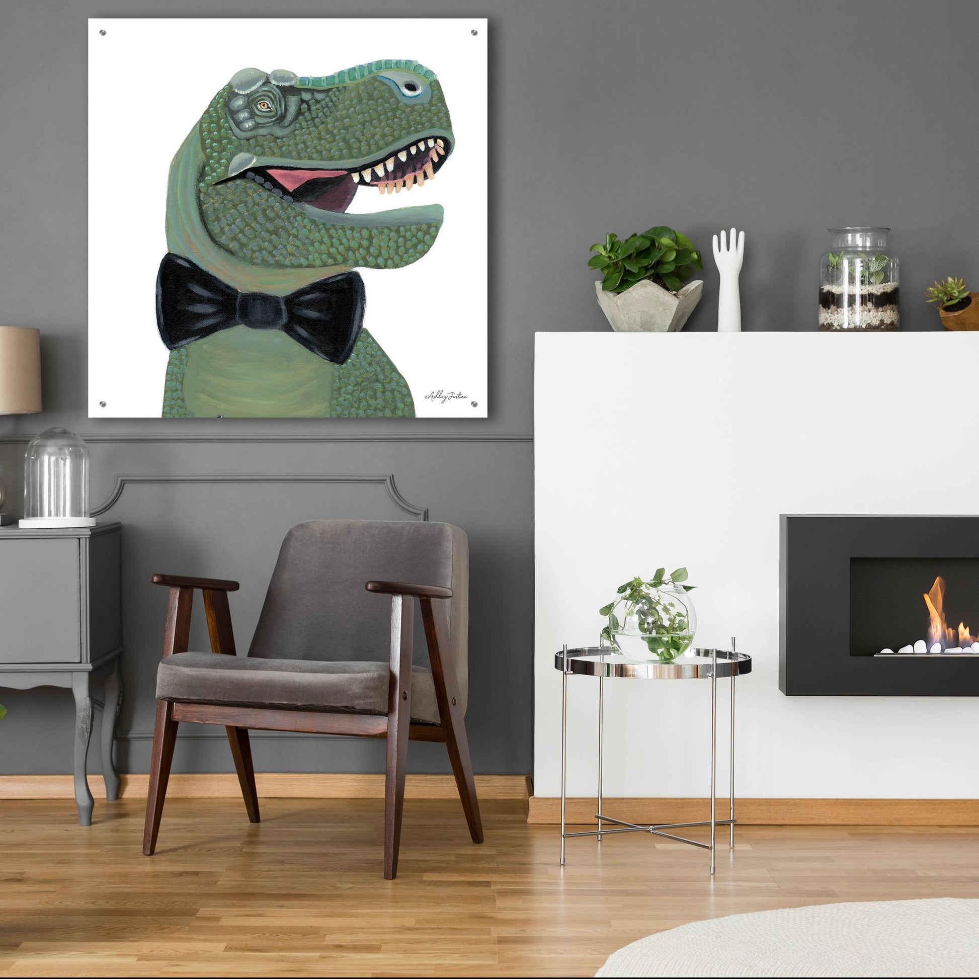 Epic Art 'Mr. Rex' by Ashley Justice, Acrylic Glass Wall Art,36x36