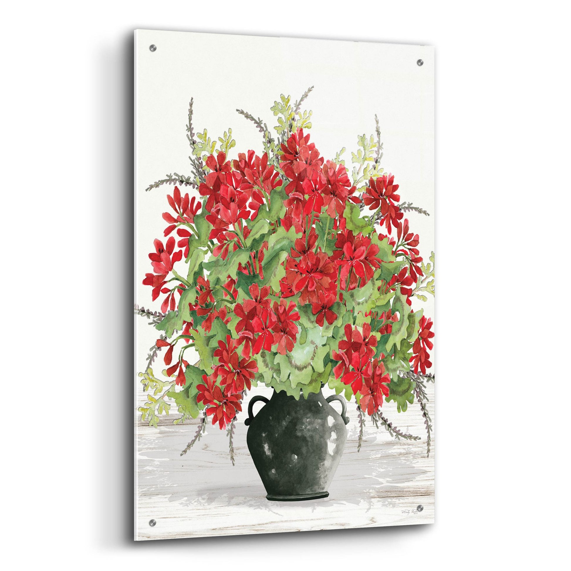 Epic Art 'Red Abundance' by Cindy Jacobs, Acrylic Glass Wall Art,24x36