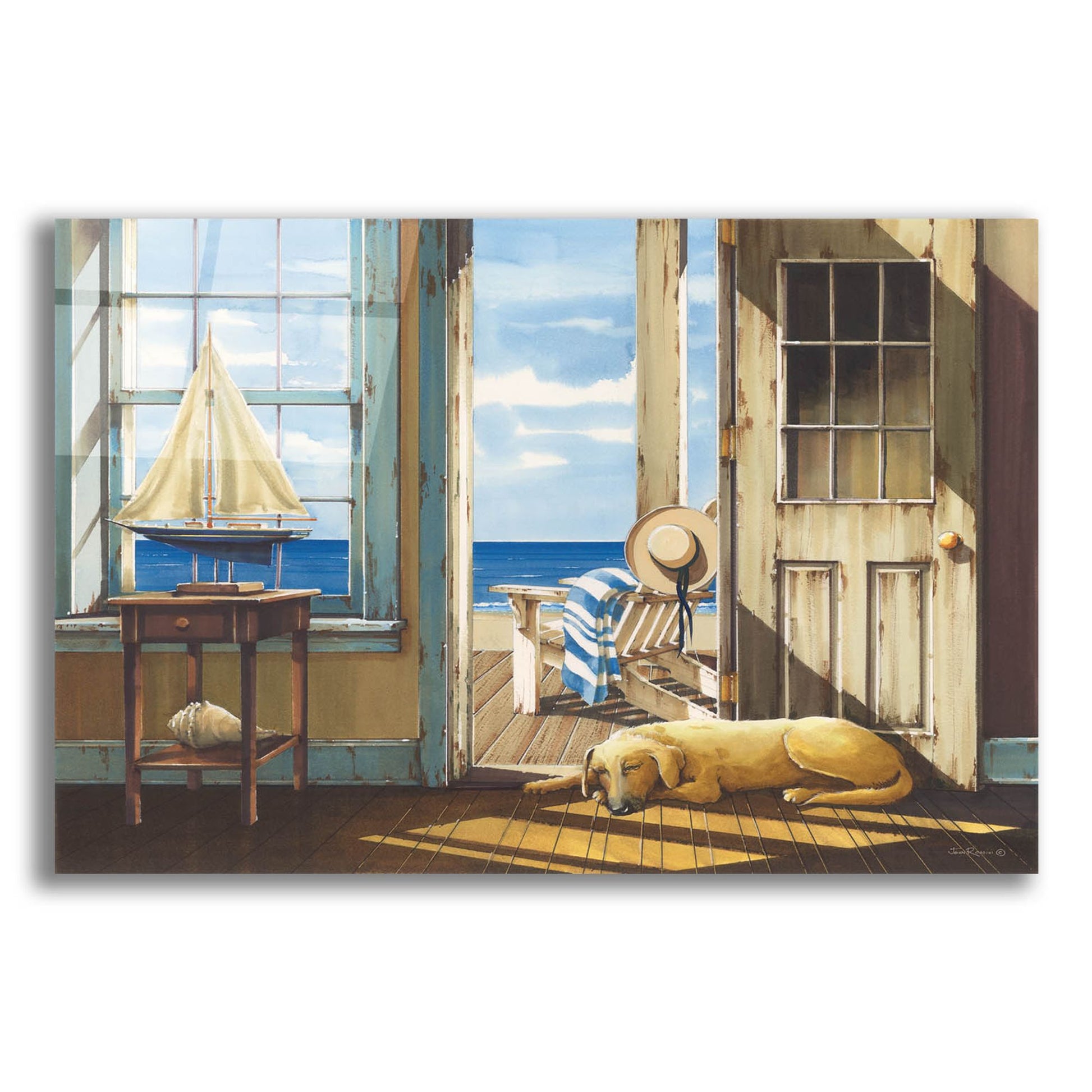 Epic Art 'Enjoying the Sea Breeze' by John Rossini, Acrylic Glass Wall Art