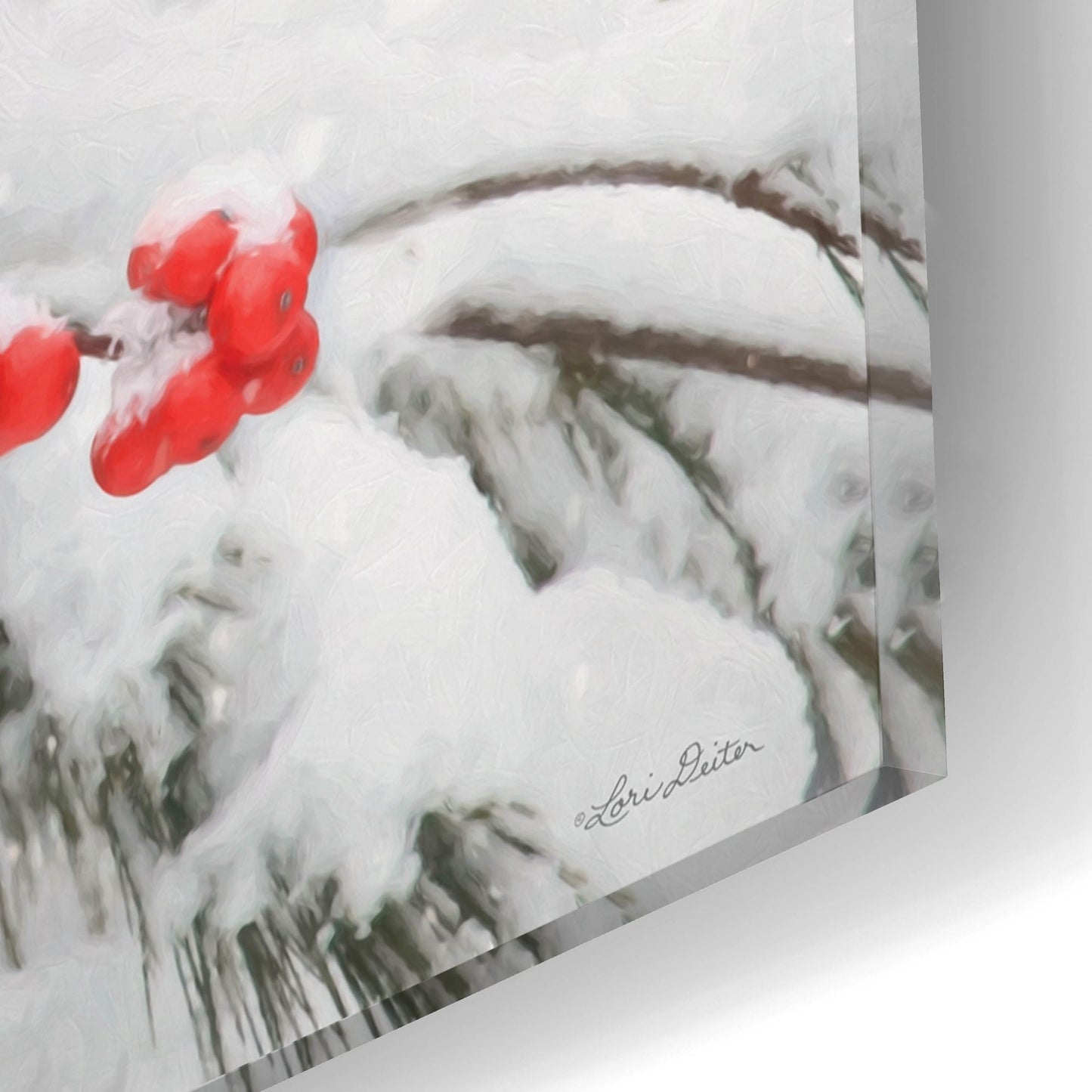 Epic Art 'Cardinals in Snow' by Lori Deiter, Acrylic Glass Wall Art,16x12