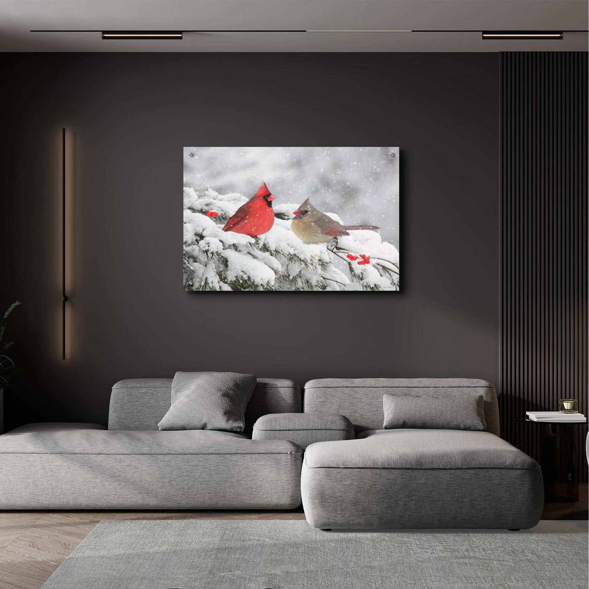 Epic Art 'Cardinals in Snow' by Lori Deiter, Acrylic Glass Wall Art,36x24