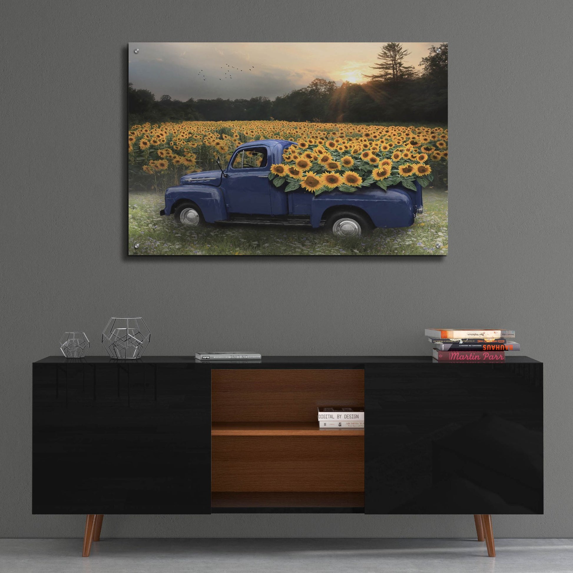 Epic Art 'Sunflower Field at Dusk' by Lori Deiter, Acrylic Glass Wall Art,36x24