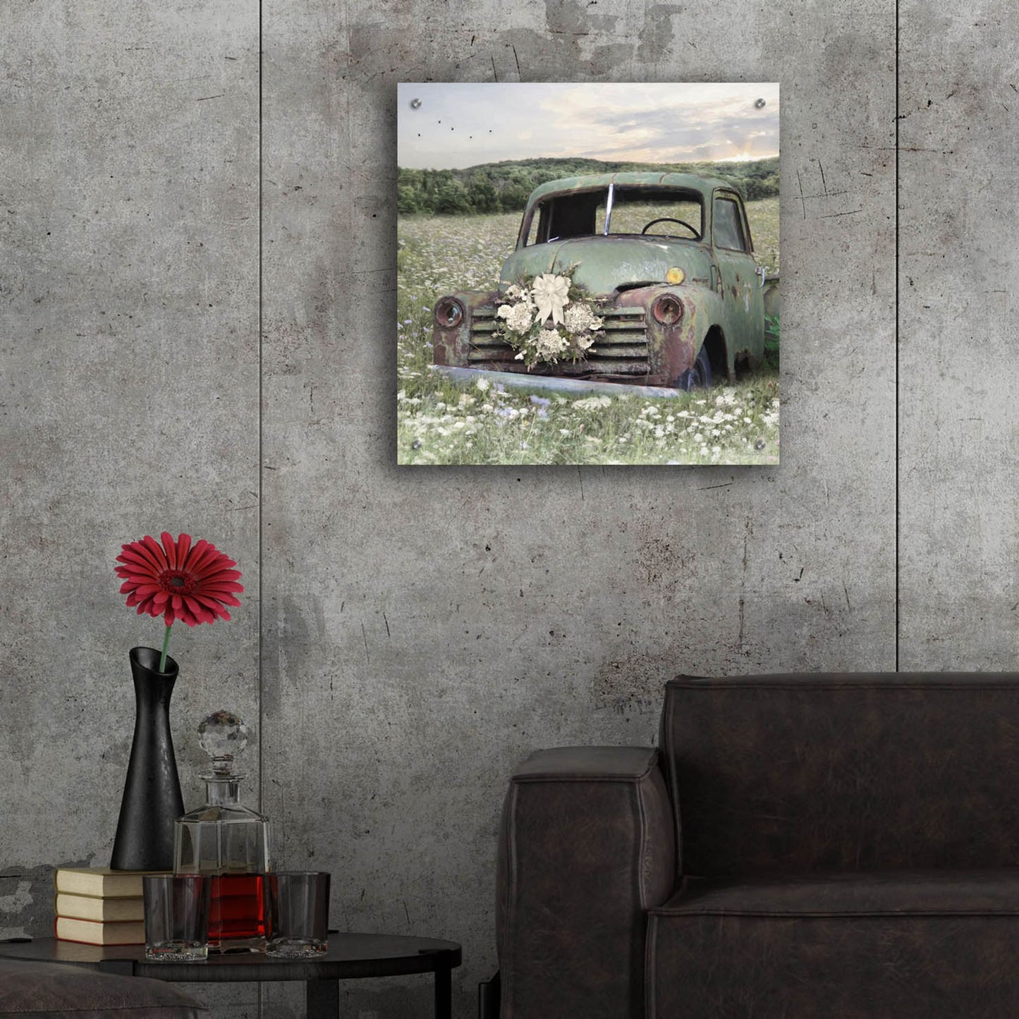 Epic Art 'Charming Country Truck' by Lori Deiter, Acrylic Glass Wall Art,24x24