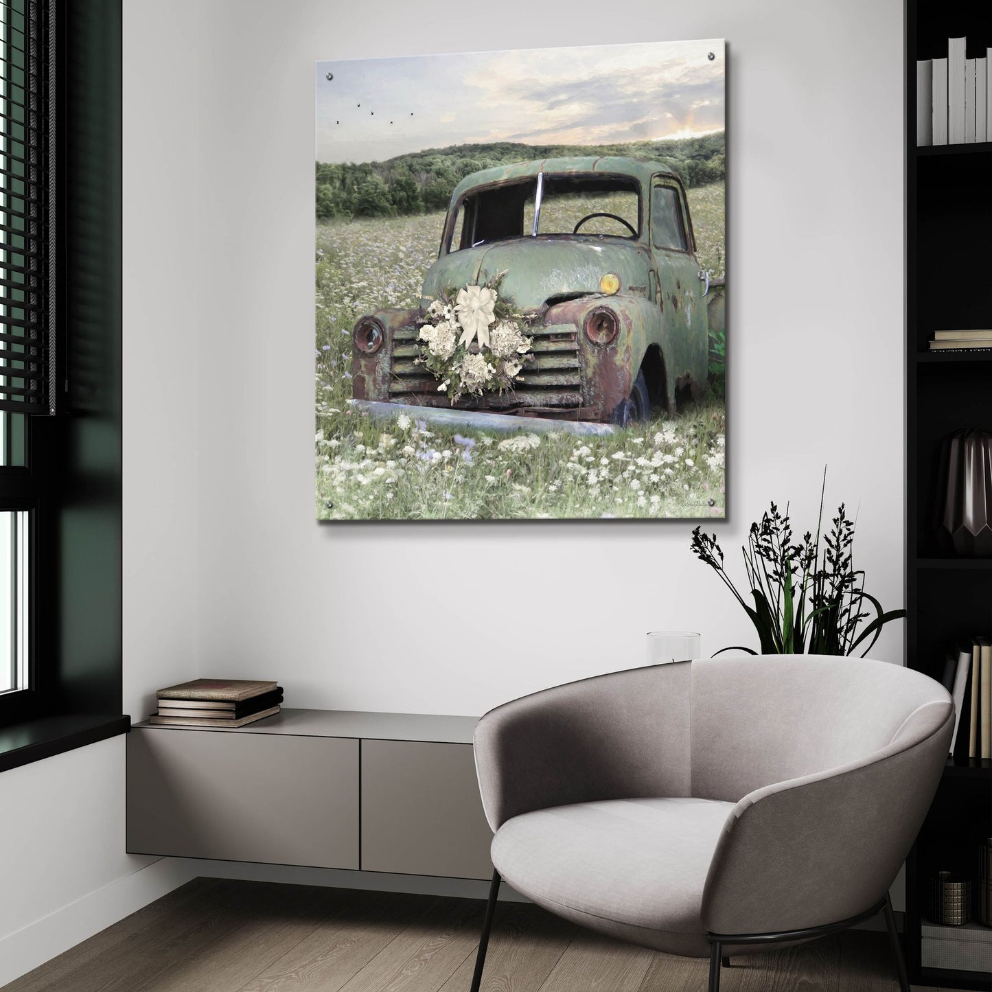 Epic Art 'Charming Country Truck' by Lori Deiter, Acrylic Glass Wall Art,36x36