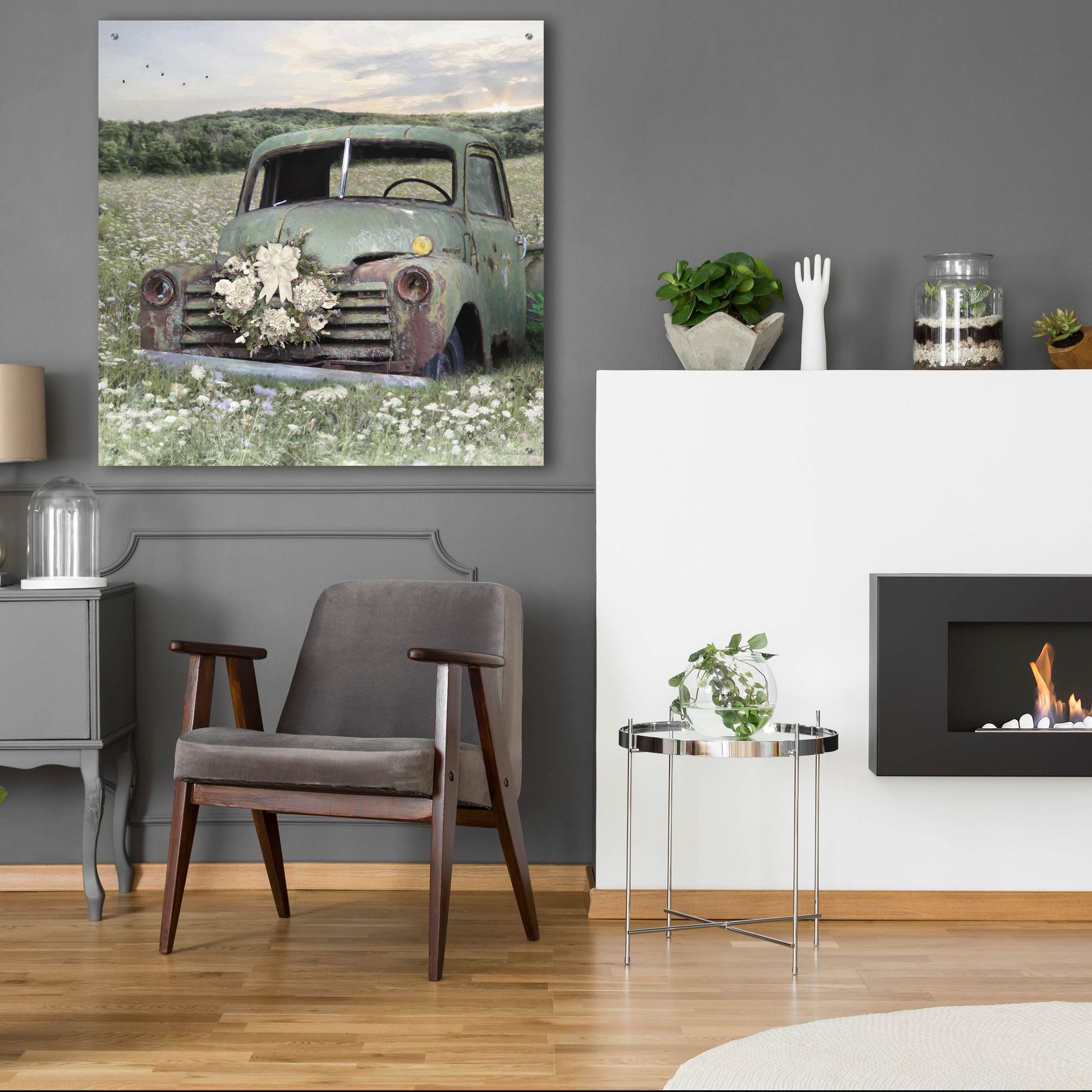 Epic Art 'Charming Country Truck' by Lori Deiter, Acrylic Glass Wall Art,36x36