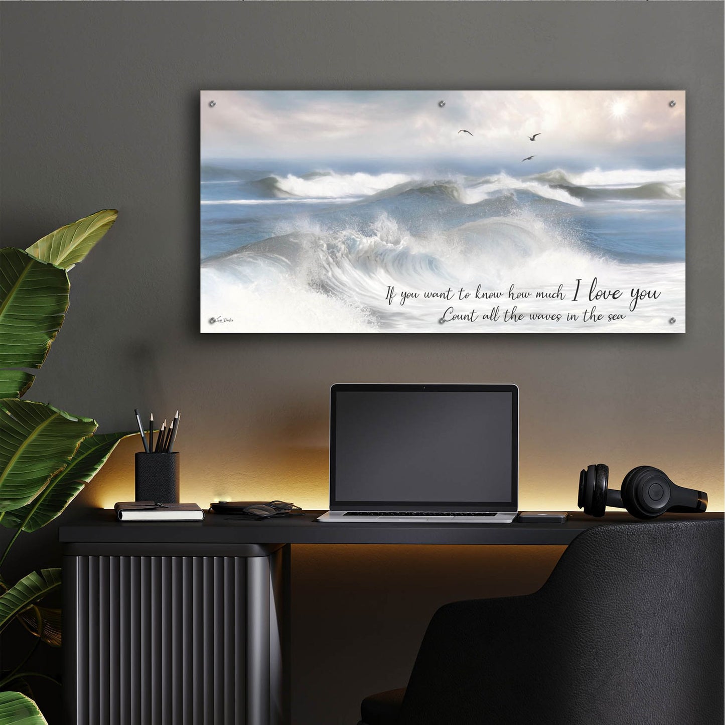 Epic Art 'Count the Waves in the Sea' by Lori Deiter, Acrylic Glass Wall Art,48x24