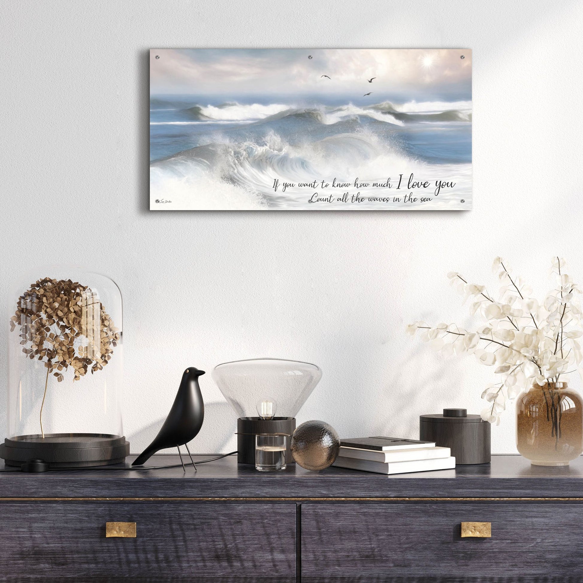 Epic Art 'Count the Waves in the Sea' by Lori Deiter, Acrylic Glass Wall Art,48x24