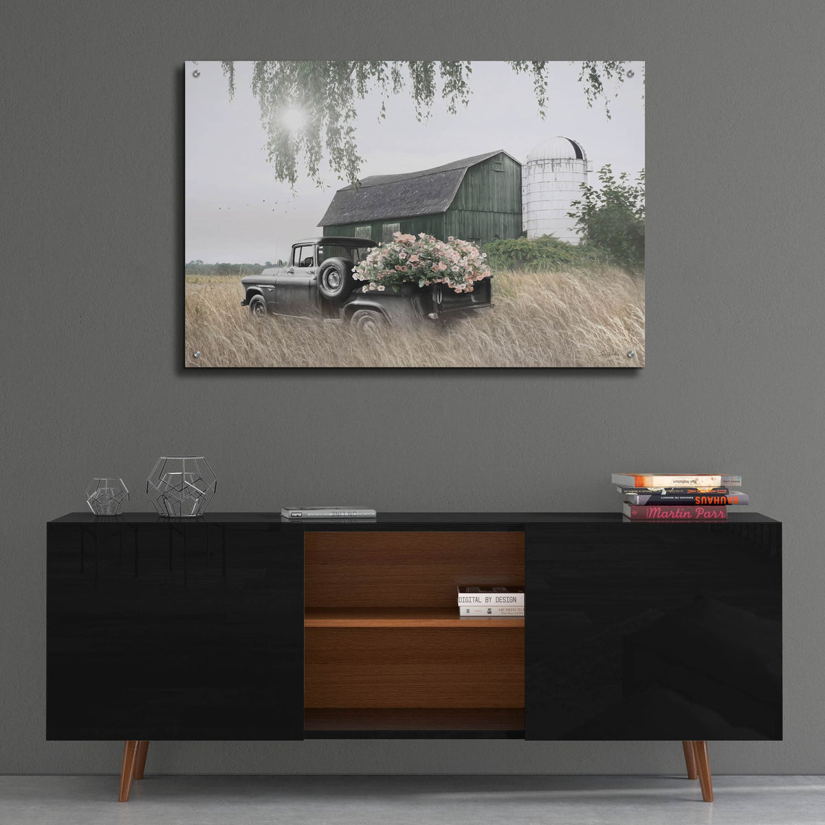 Epic Art 'Green Flower Farm' by Lori Deiter, Acrylic Glass Wall Art,36x24