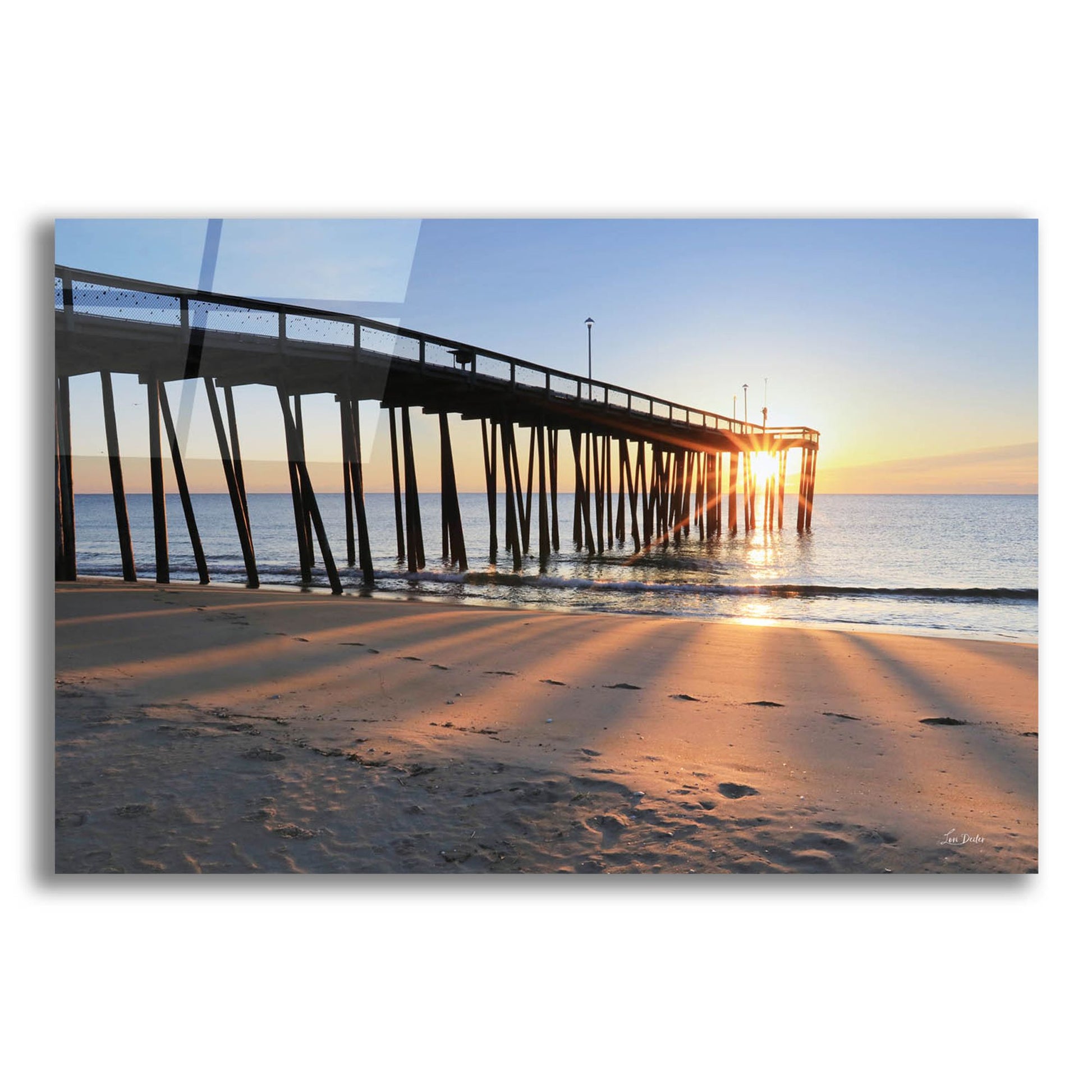 Epic Art 'Sunrise at the Pier  ' by Lori Deiter, Acrylic Glass Wall Art,24x16