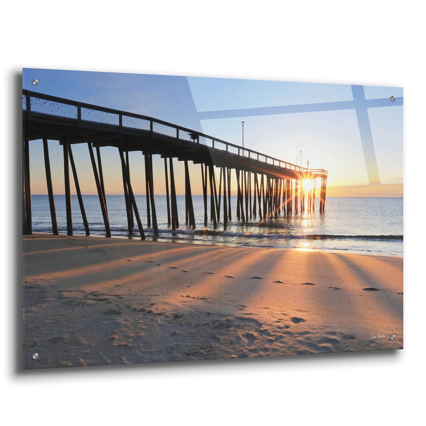 Epic Art 'Sunrise at the Pier  ' by Lori Deiter, Acrylic Glass Wall Art,36x24