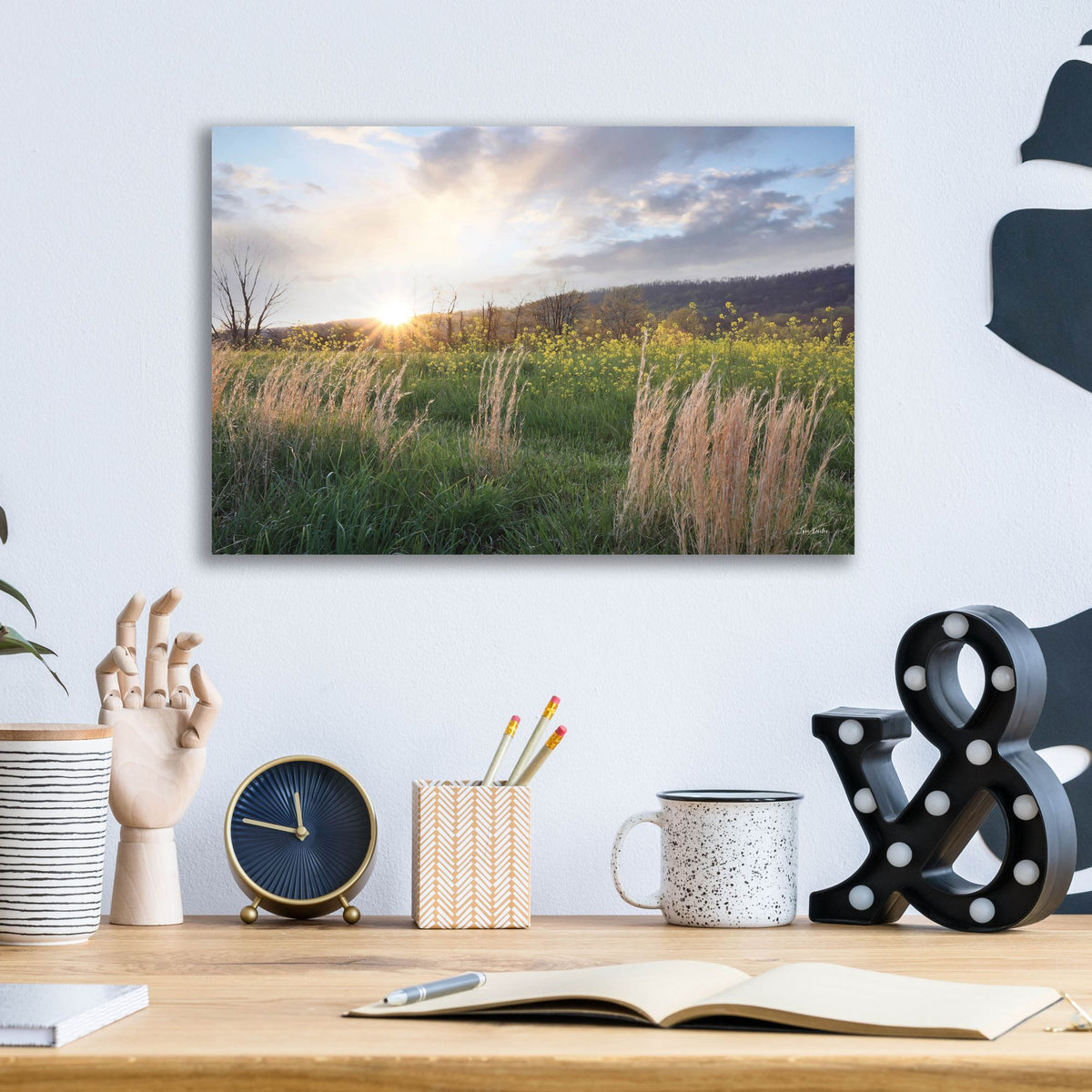 Epic Art 'Country Sunset ' by Lori Deiter, Acrylic Glass Wall Art,16x12