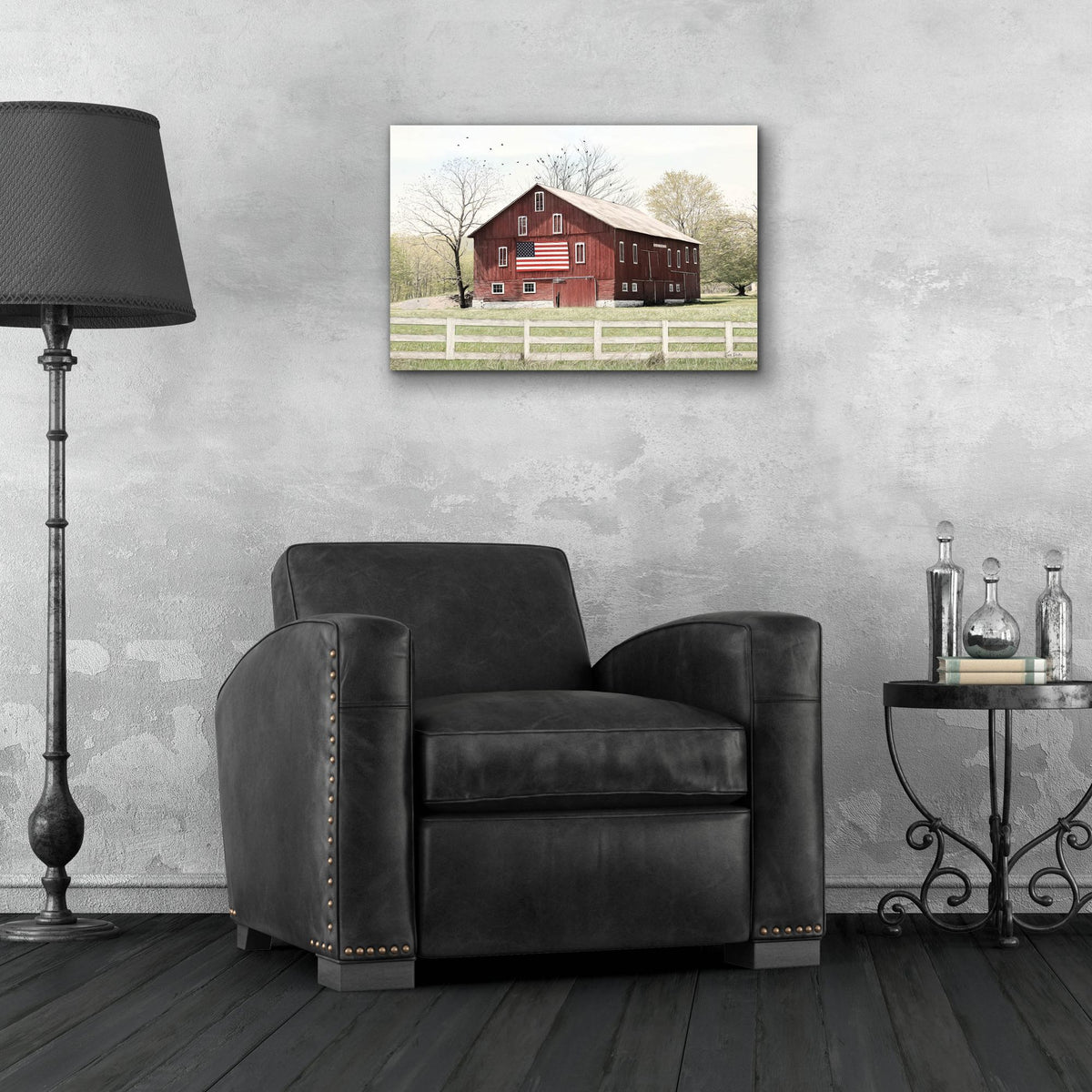 Epic Art 'Patriotic Barn  ' by Lori Deiter, Acrylic Glass Wall Art,24x16
