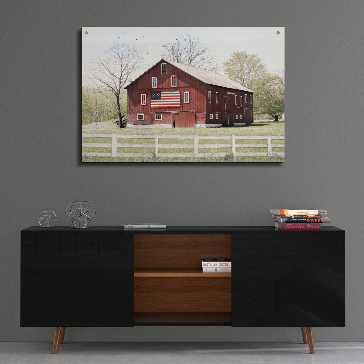Epic Art 'Patriotic Barn  ' by Lori Deiter, Acrylic Glass Wall Art,36x24
