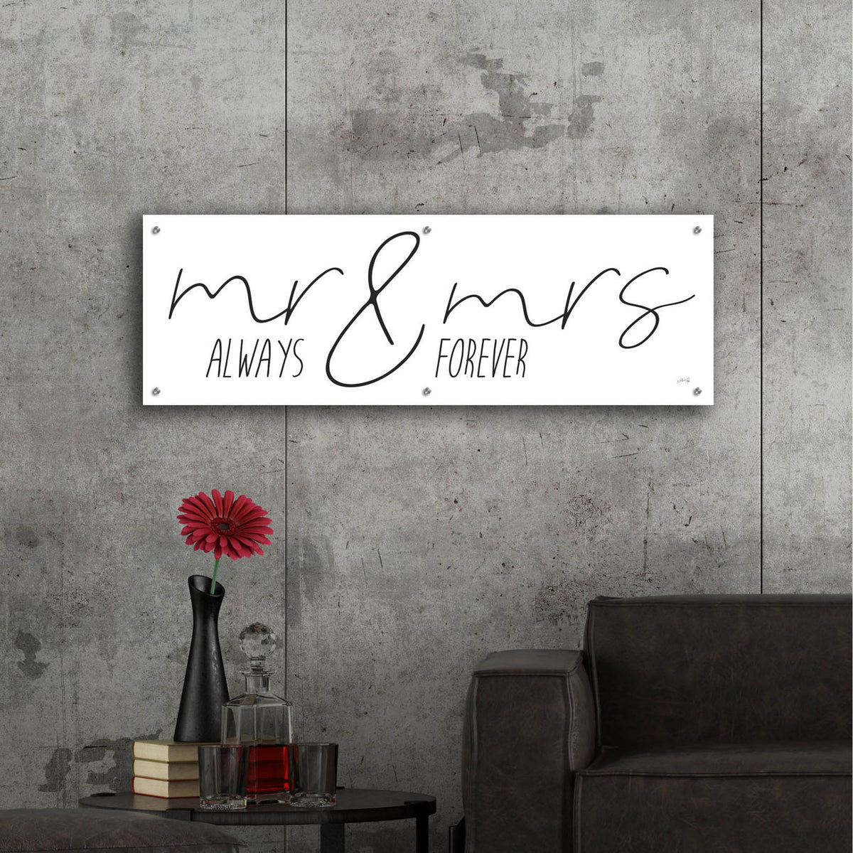 Epic Art 'Mr. & Mrs. Always & Forever' by Marla Rae, Acrylic Glass Wall Art,48x16