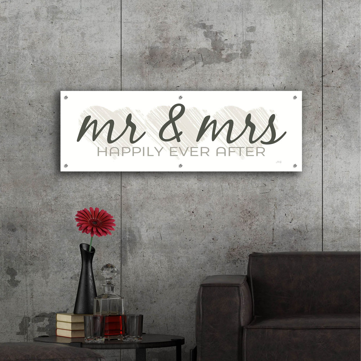 Epic Art 'Mr. & Mrs. Happily Ever After' by Marla Rae, Acrylic Glass Wall Art,48x16