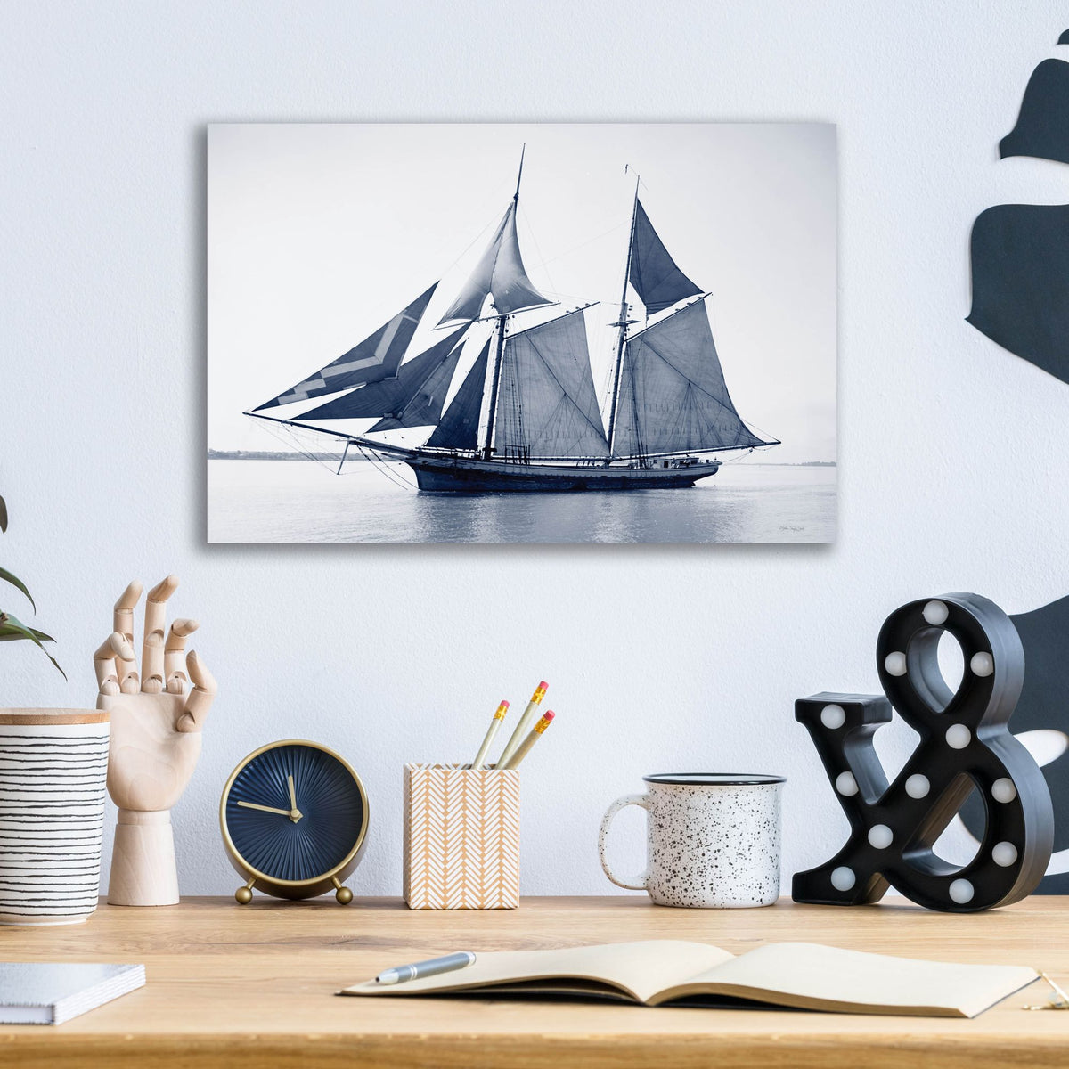 Epic Art 'Indigo Yacht 3' by Stellar Design Studio, Acrylic Glass Wall Art,16x12