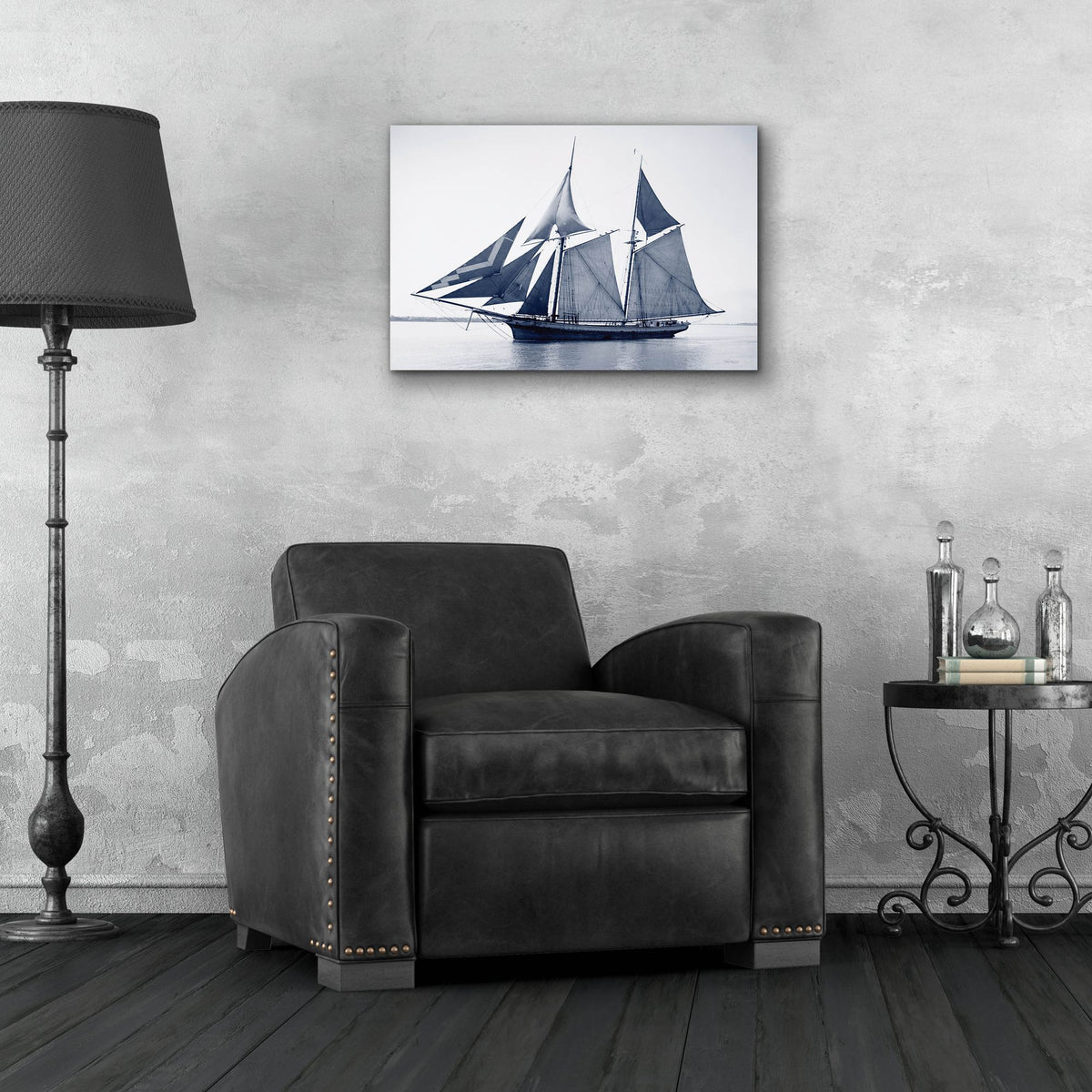 Epic Art 'Indigo Yacht 3' by Stellar Design Studio, Acrylic Glass Wall Art,24x16