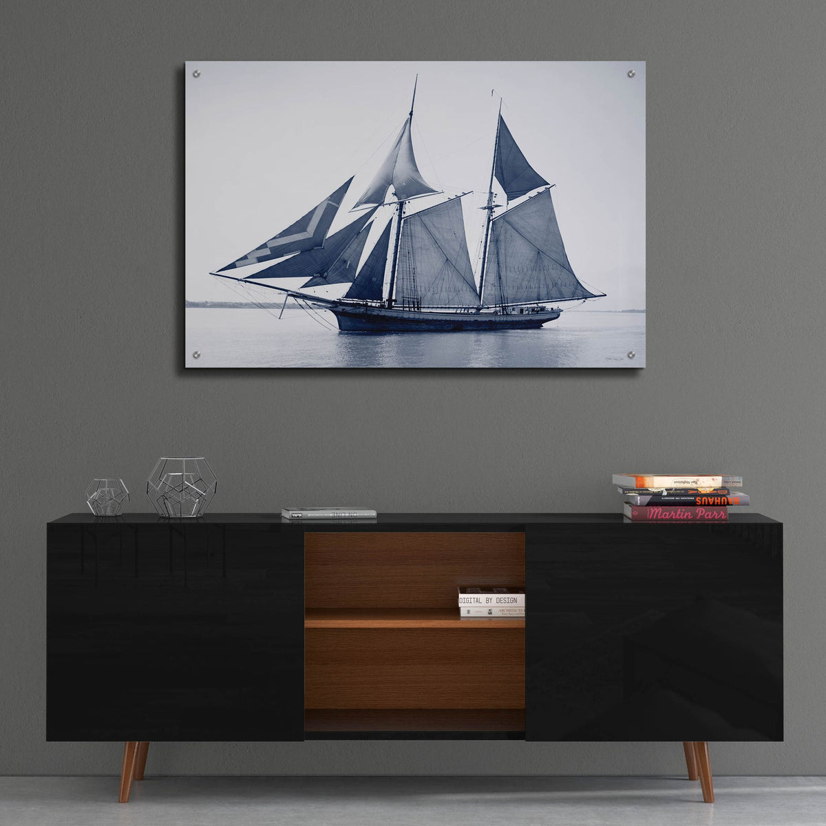 Epic Art 'Indigo Yacht 3' by Stellar Design Studio, Acrylic Glass Wall Art,36x24