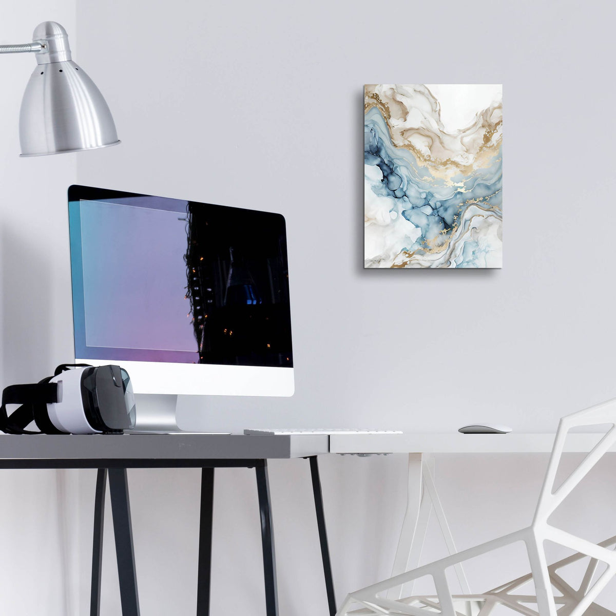 Epic Art 'Blue Art Marble' by Seven Trees Design, Acrylic Glass Wall Art,12x16