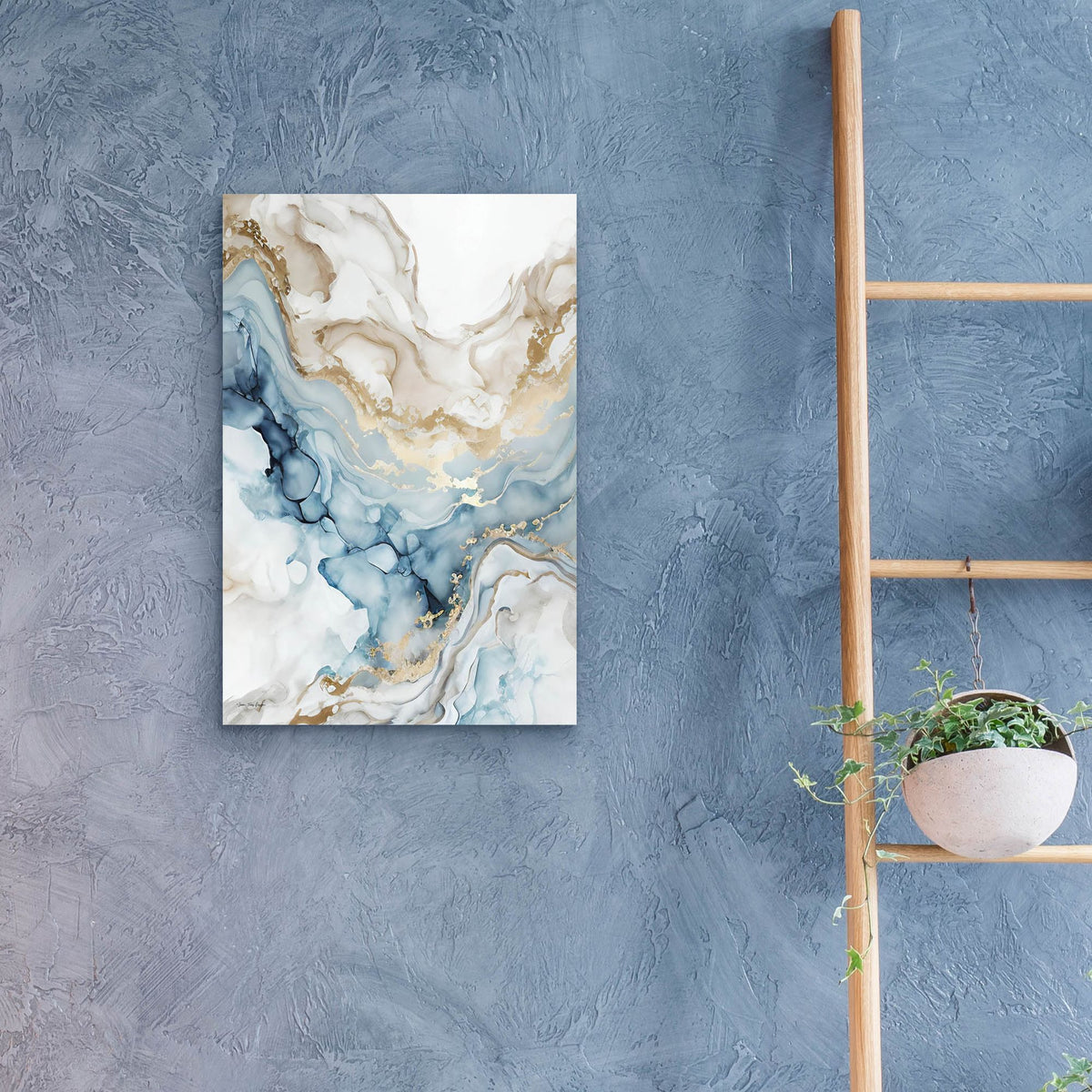 Epic Art 'Blue Art Marble' by Seven Trees Design, Acrylic Glass Wall Art,16x24
