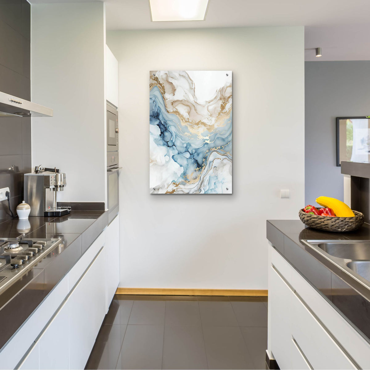 Epic Art 'Blue Art Marble' by Seven Trees Design, Acrylic Glass Wall Art,24x36