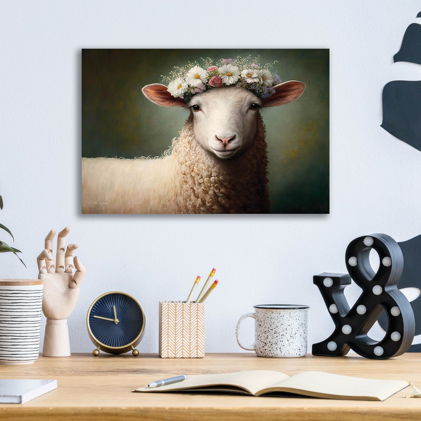 Epic Art 'Sheep Queen' by Seven Trees Designs, Acrylic Glass Wall Art,16x12