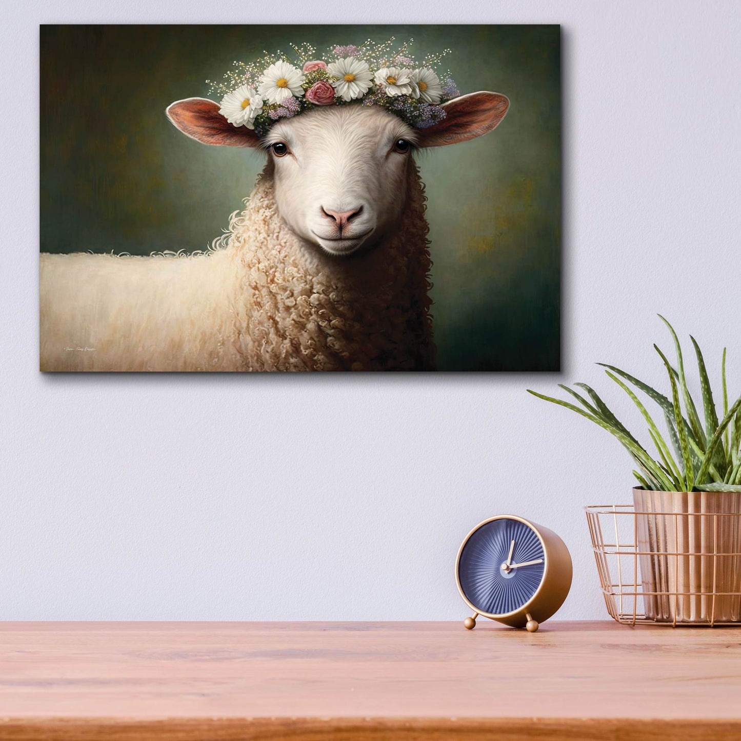 Epic Art 'Sheep Queen' by Seven Trees Designs, Acrylic Glass Wall Art,16x12