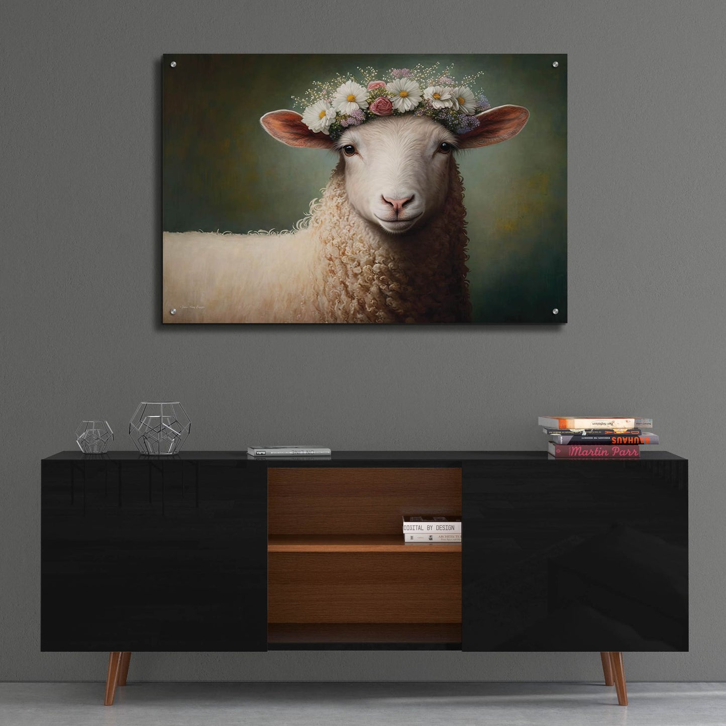 Epic Art 'Sheep Queen' by Seven Trees Designs, Acrylic Glass Wall Art,36x24