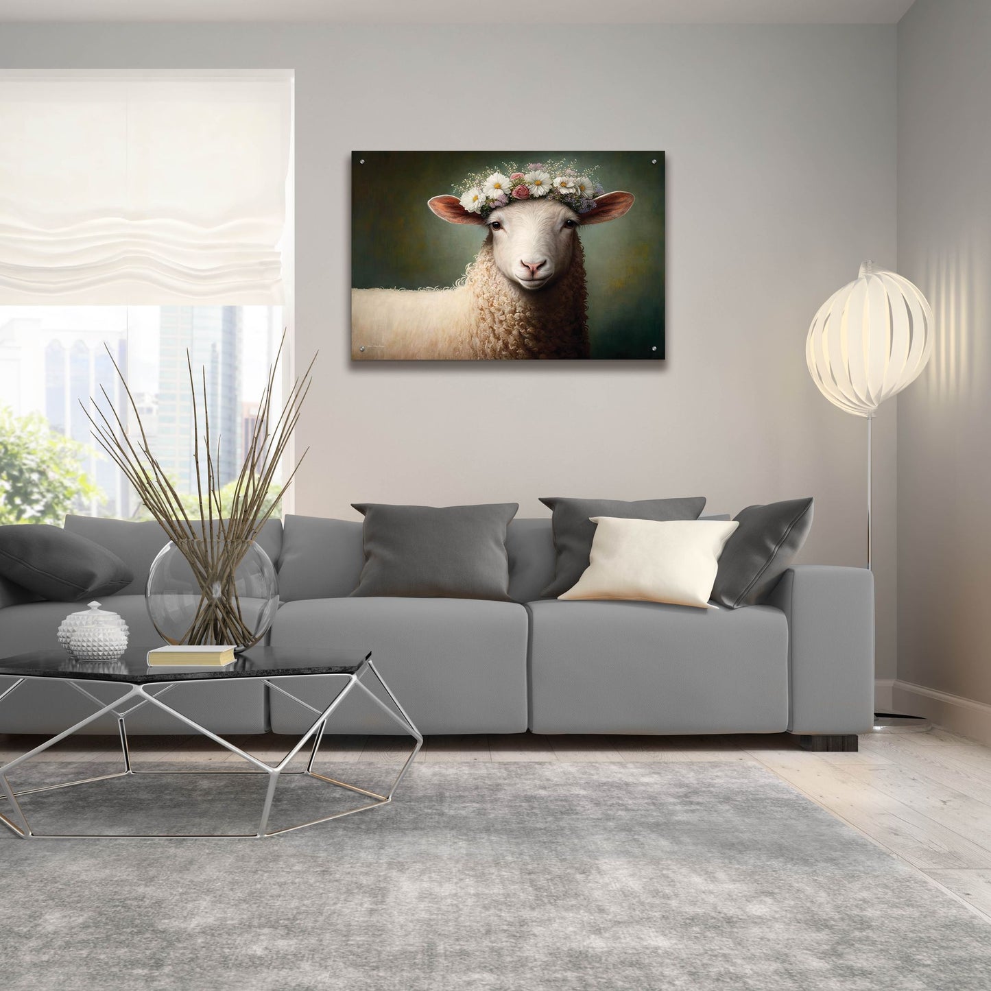 Epic Art 'Sheep Queen' by Seven Trees Designs, Acrylic Glass Wall Art,36x24