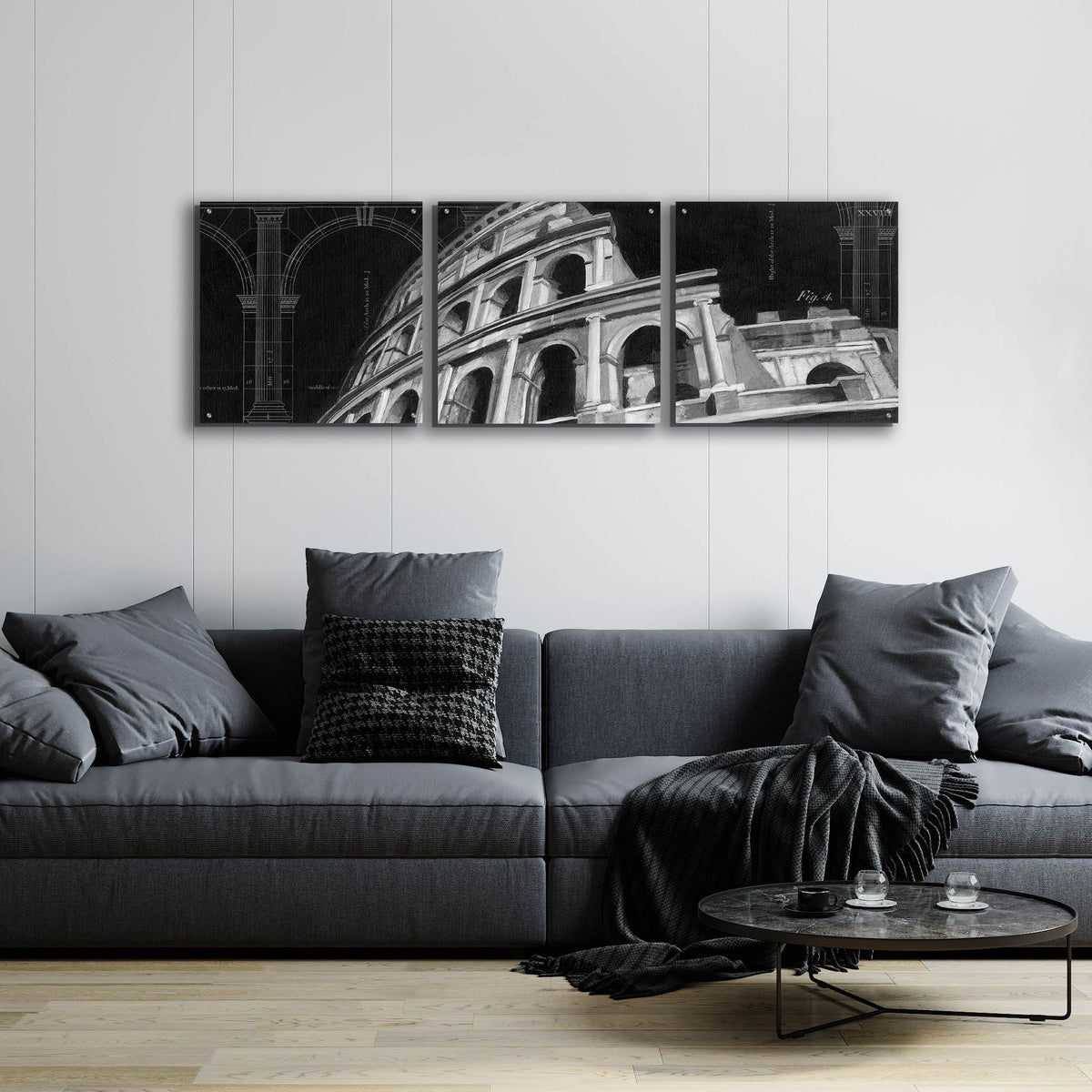 Epic Art 'Iconic Architecture I' by Ethan Harper, Acrylic Glass Wall Art, 3 Piece Set,72x24