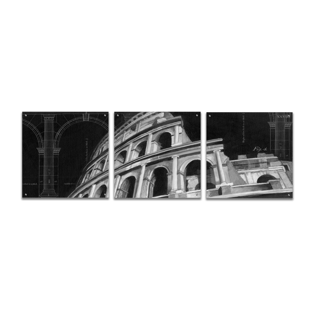 Epic Art 'Iconic Architecture I' by Ethan Harper, Acrylic Glass Wall Art, 3 Piece Set