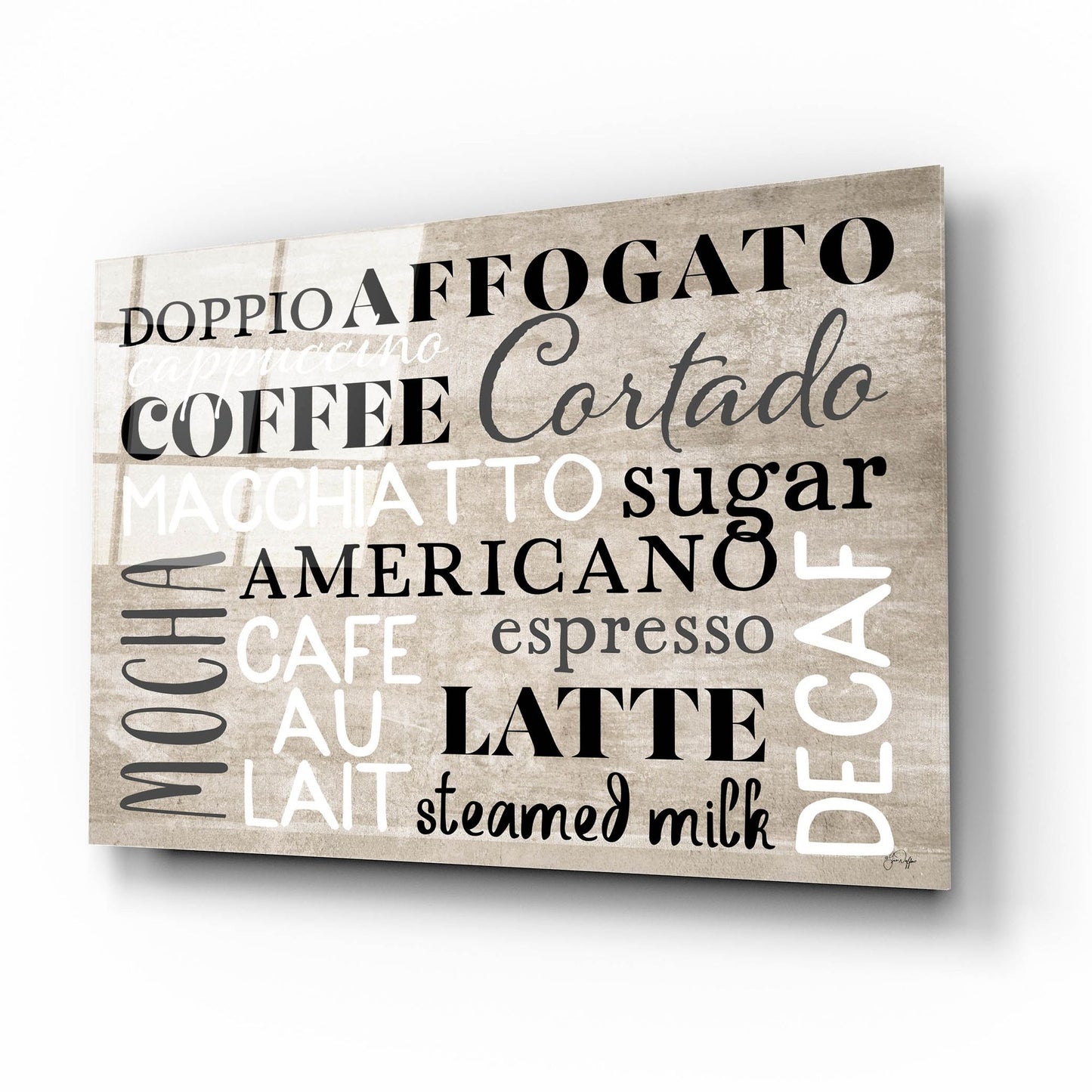 Epic Art 'Coffee Board' by Yass Naffas Designs, Acrylic Glass Wall Art,16x12