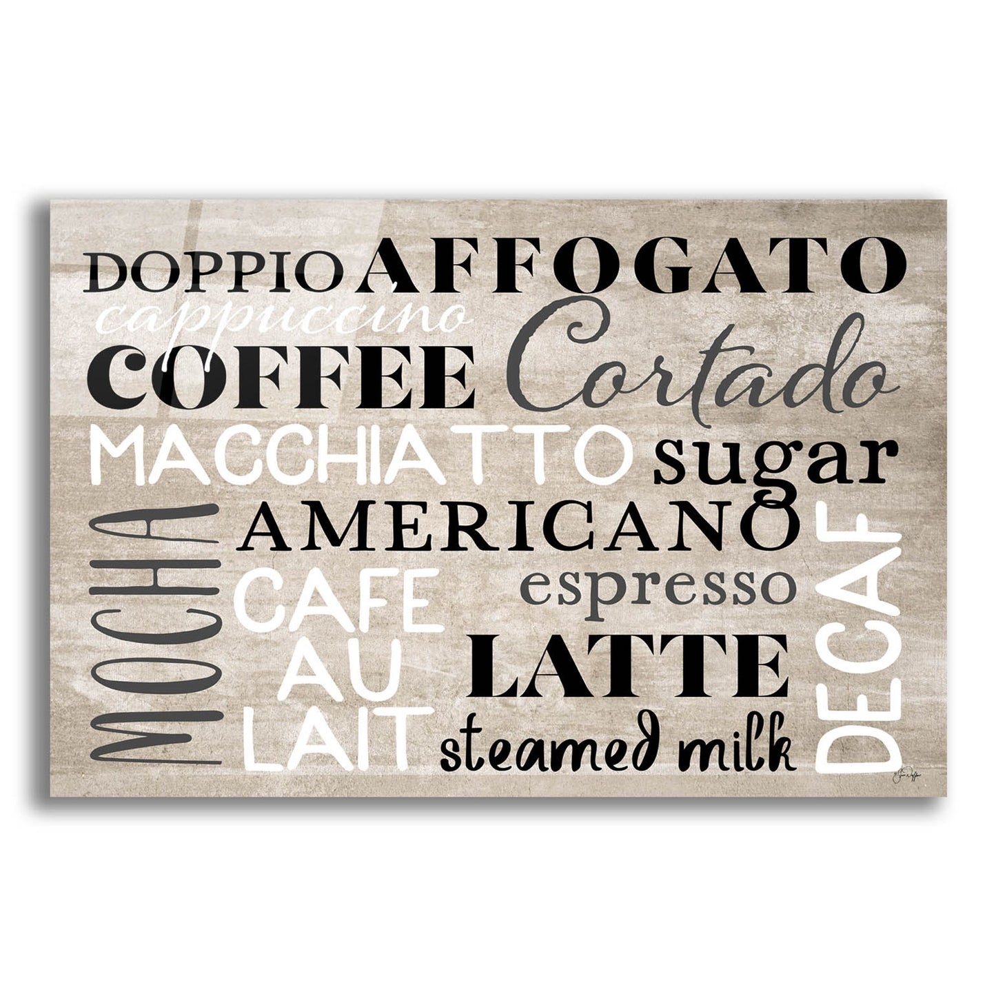 Epic Art 'Coffee Board' by Yass Naffas Designs, Acrylic Glass Wall Art,24x16