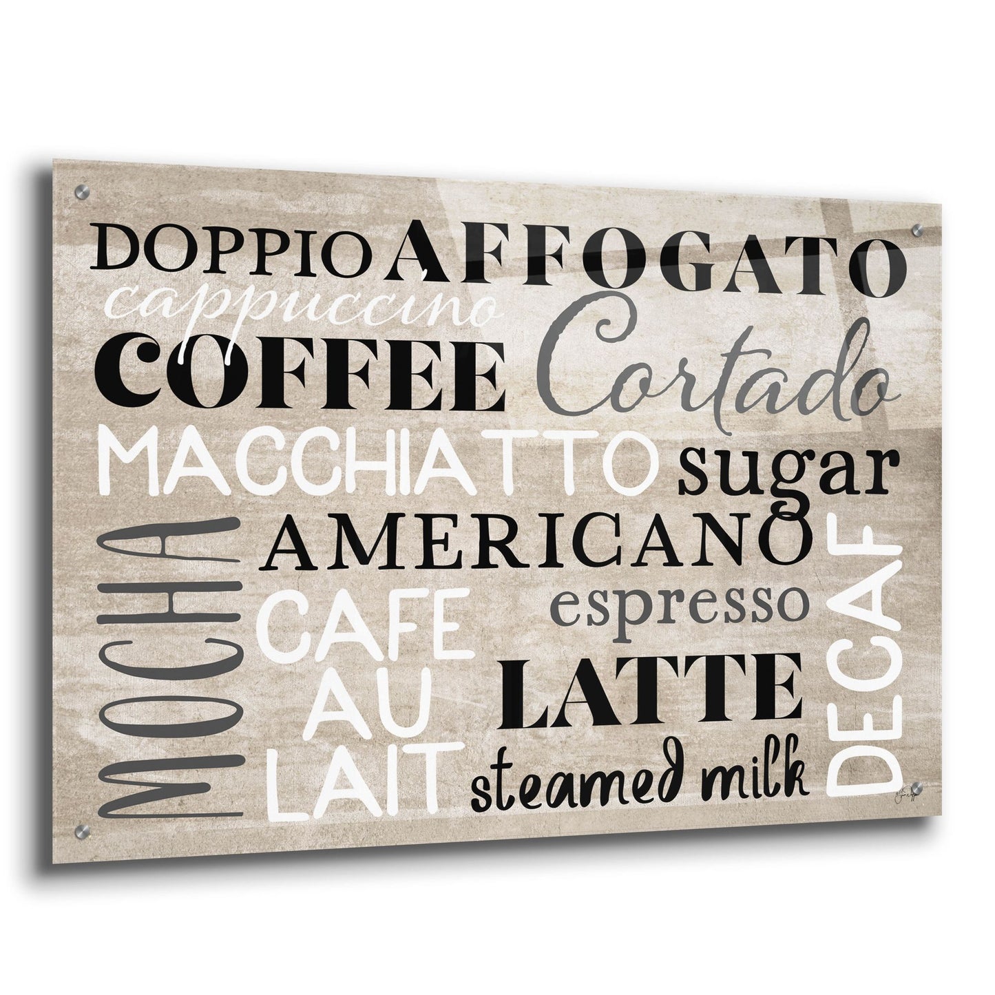 Epic Art 'Coffee Board' by Yass Naffas Designs, Acrylic Glass Wall Art,36x24