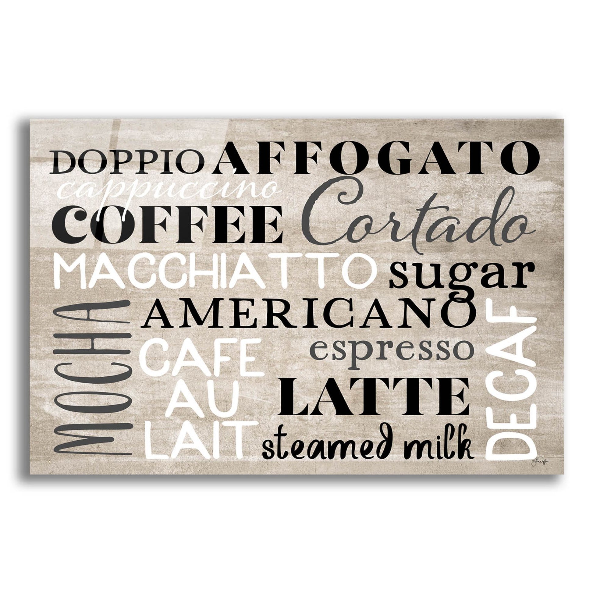 Epic Art 'Coffee Board' by Yass Naffas Designs, Acrylic Glass Wall Art