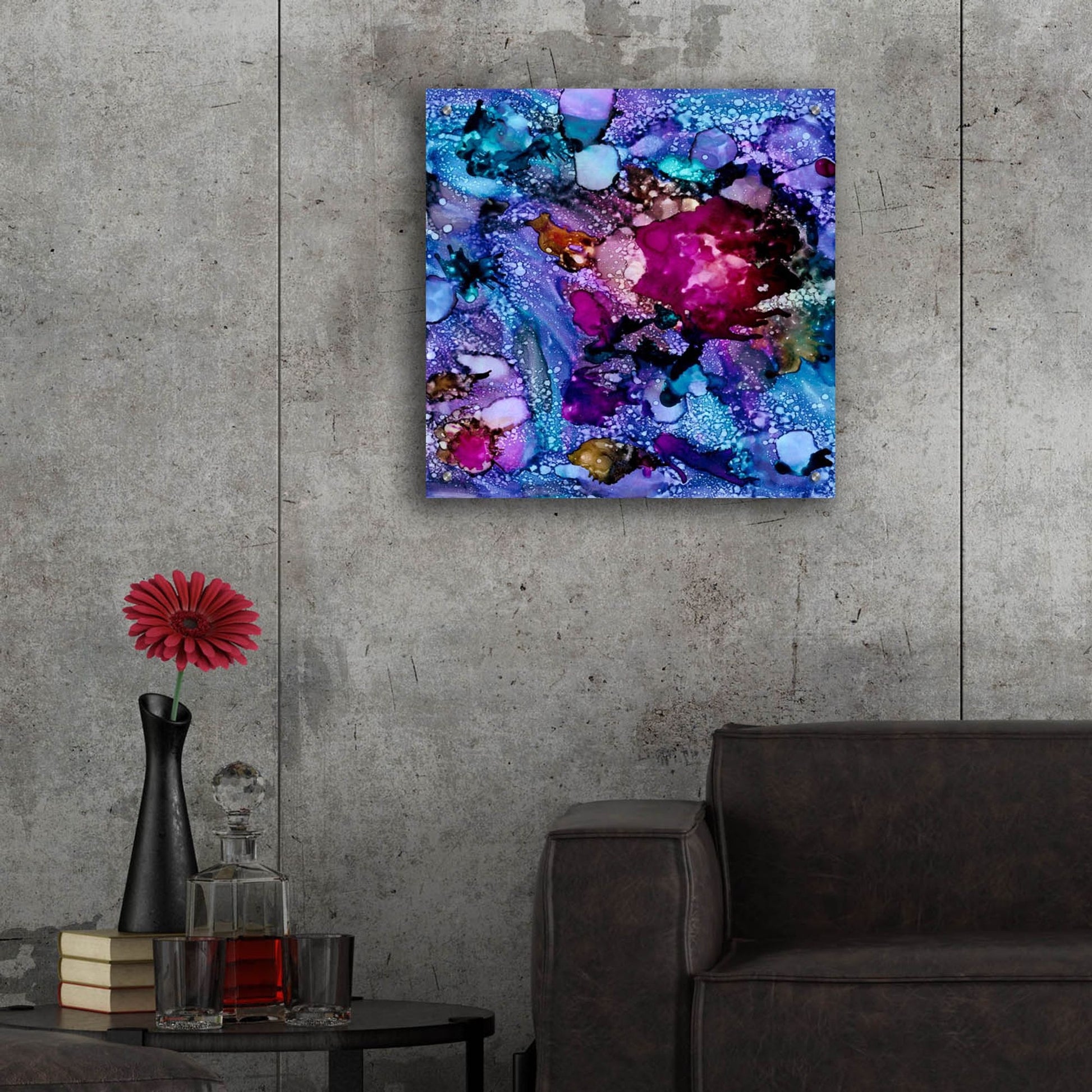 Epic Art 'Purple Outburst I' by Regina Moore, Acrylic Glass Wall Art,24x24