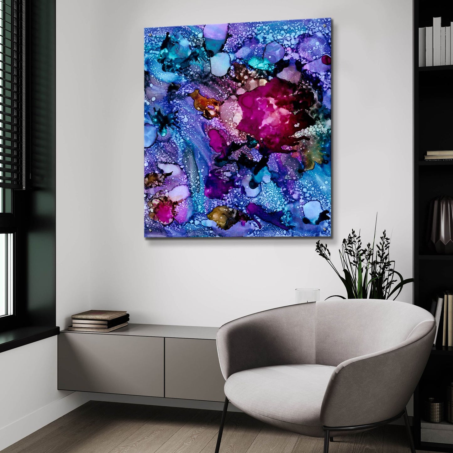 Epic Art 'Purple Outburst I' by Regina Moore, Acrylic Glass Wall Art,36x36