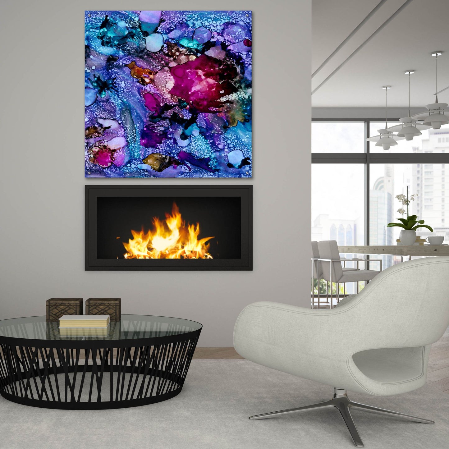 Epic Art 'Purple Outburst I' by Regina Moore, Acrylic Glass Wall Art,36x36