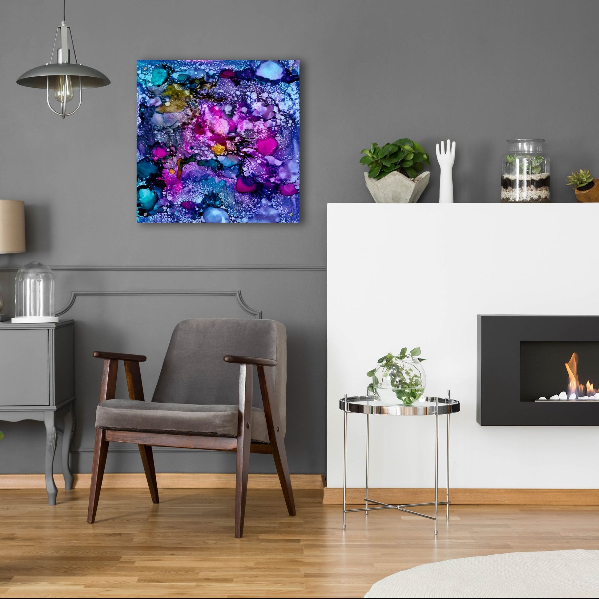 Epic Art 'Purple Outburst II' by Regina Moore, Acrylic Glass Wall Art,24x24