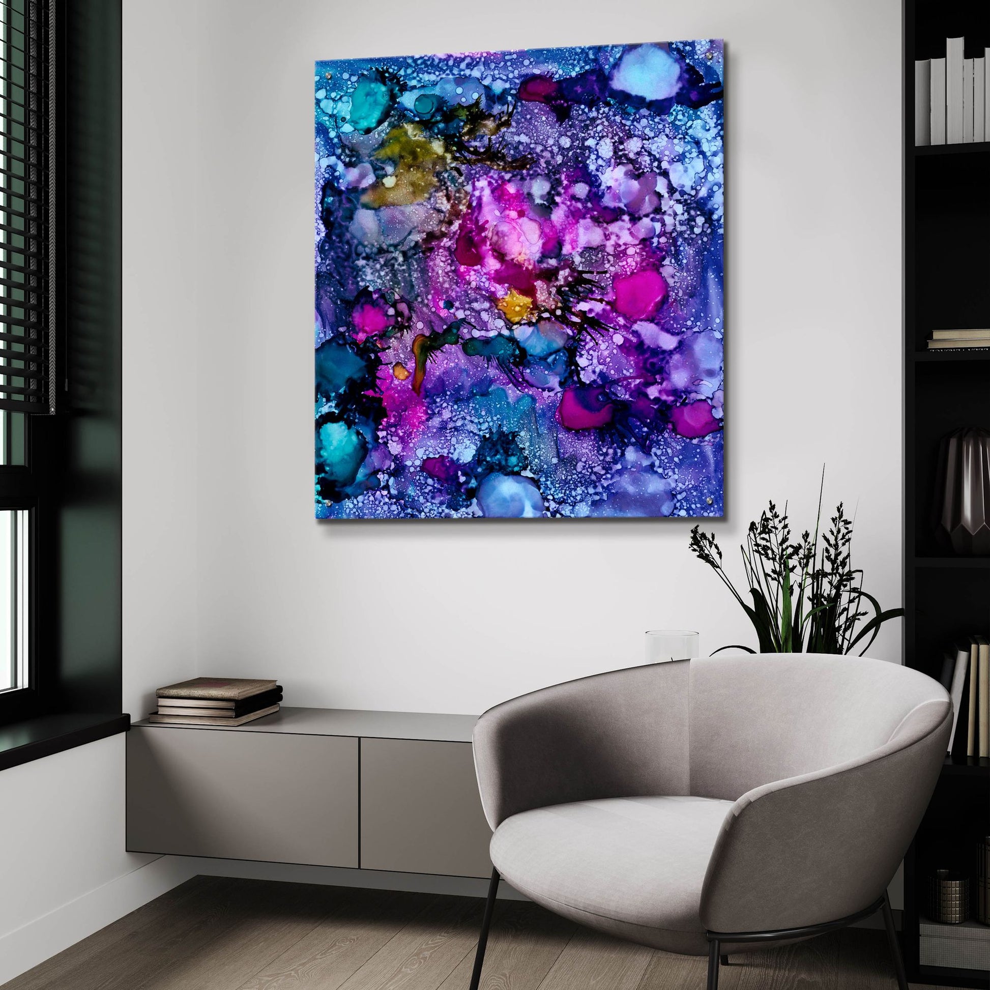 Epic Art 'Purple Outburst II' by Regina Moore, Acrylic Glass Wall Art,36x36