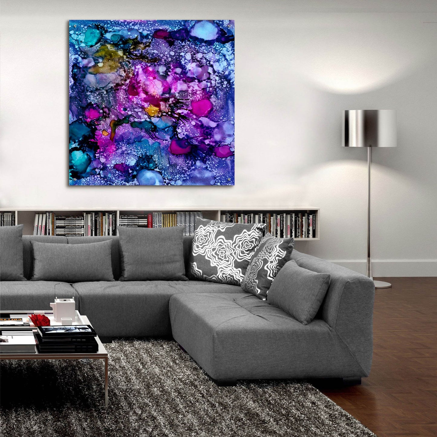 Epic Art 'Purple Outburst II' by Regina Moore, Acrylic Glass Wall Art,36x36